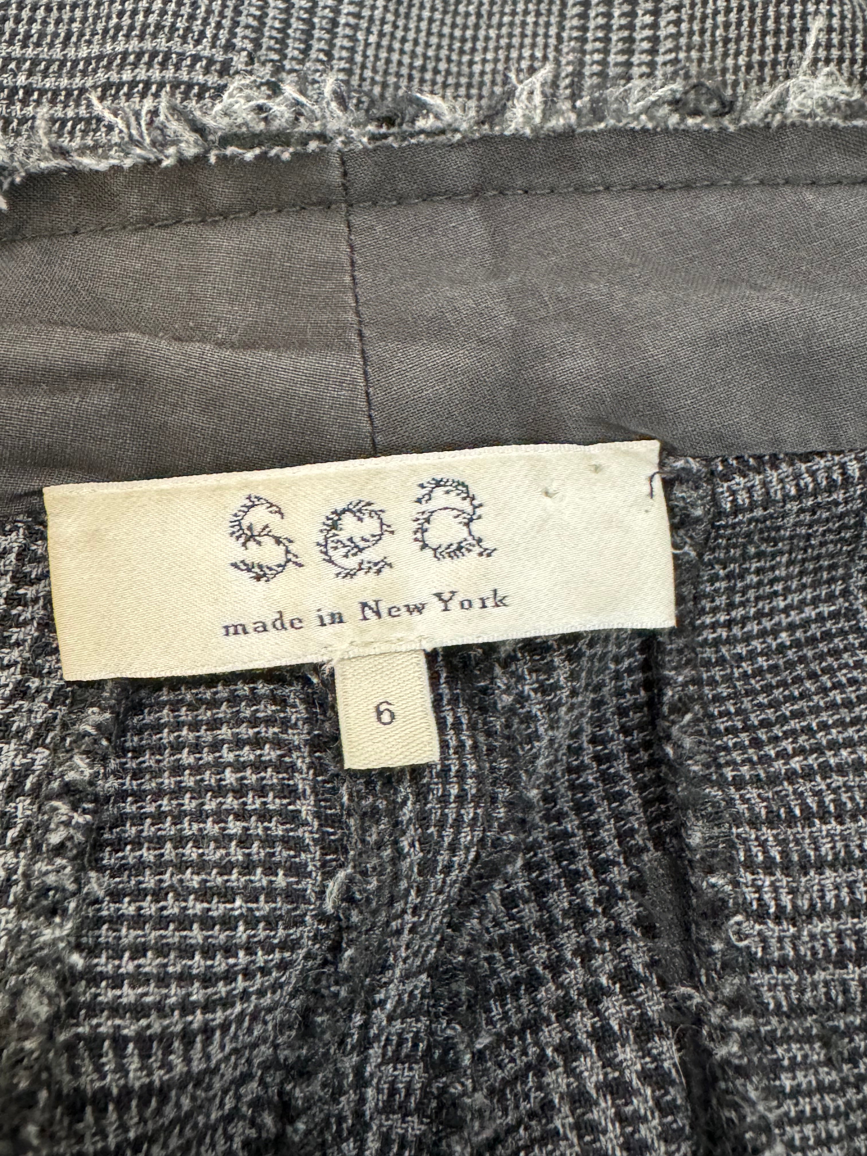 Sea Slate Grey Glen Plaid Patterned Wide Leg 3/4 Slacks - AU8/10