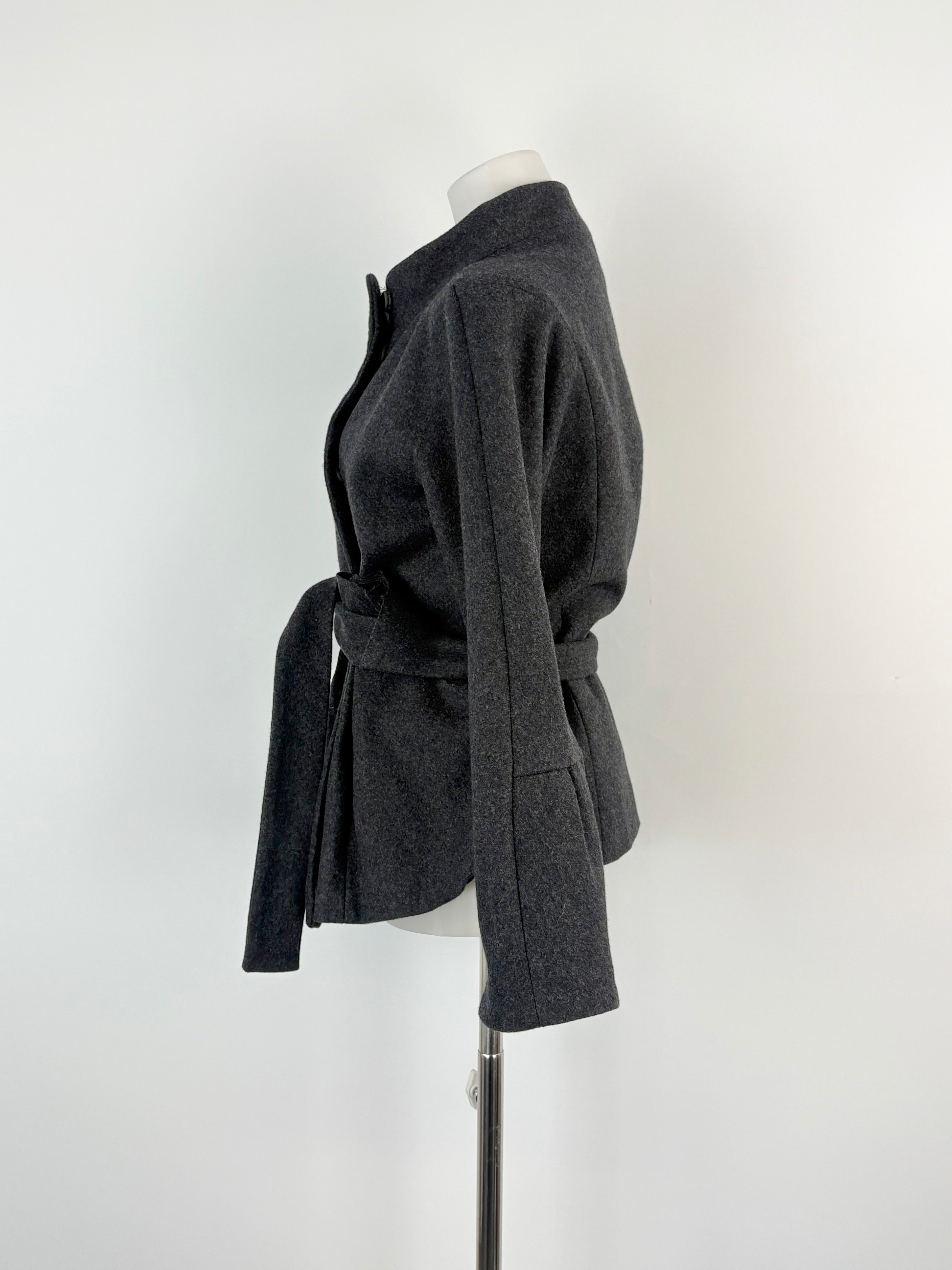 Marni Charcoal Wool-Blend Peplum Coat - AU8