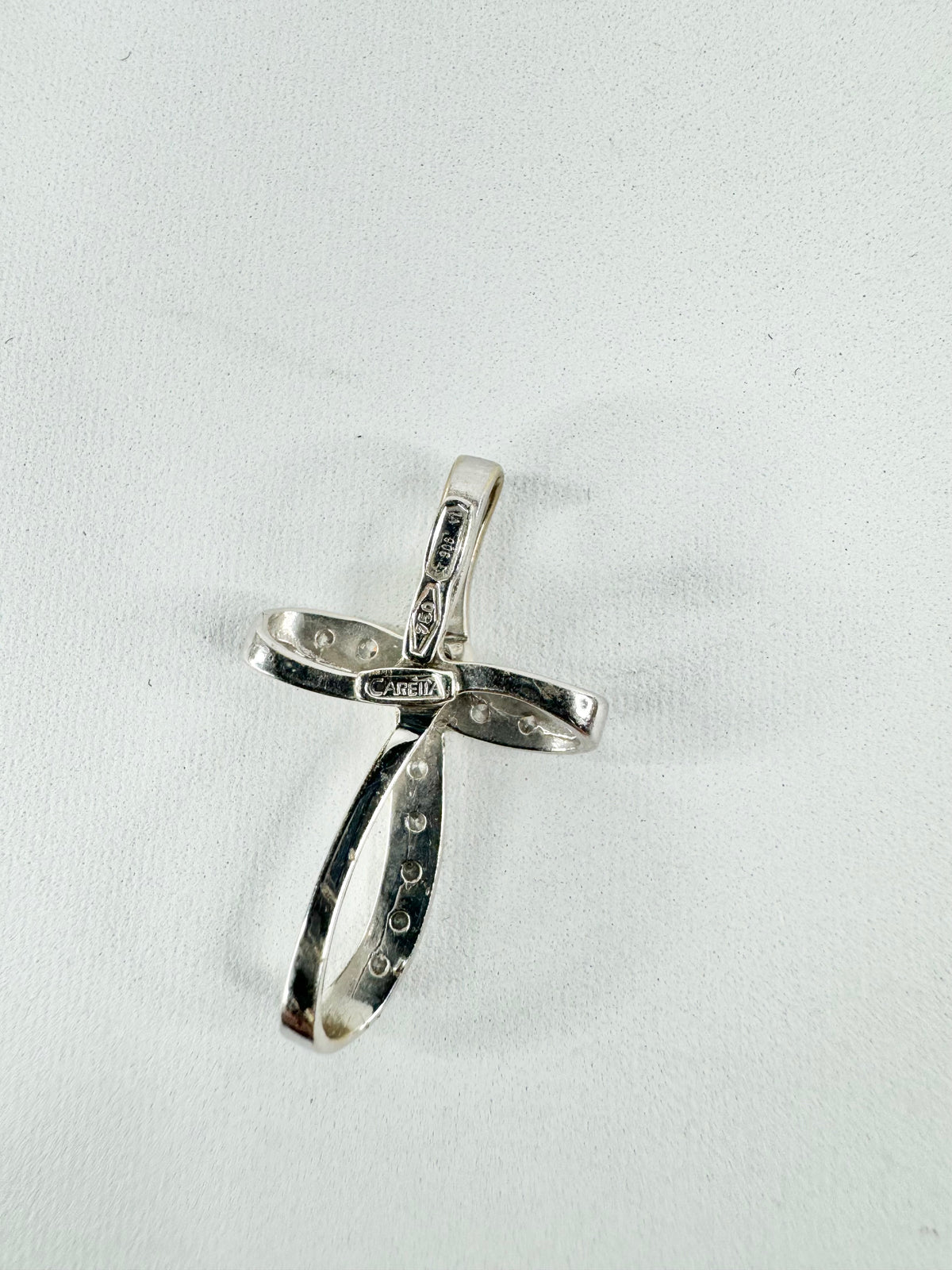 14ct White Gold & Cubic Zirconia Cross Pendant