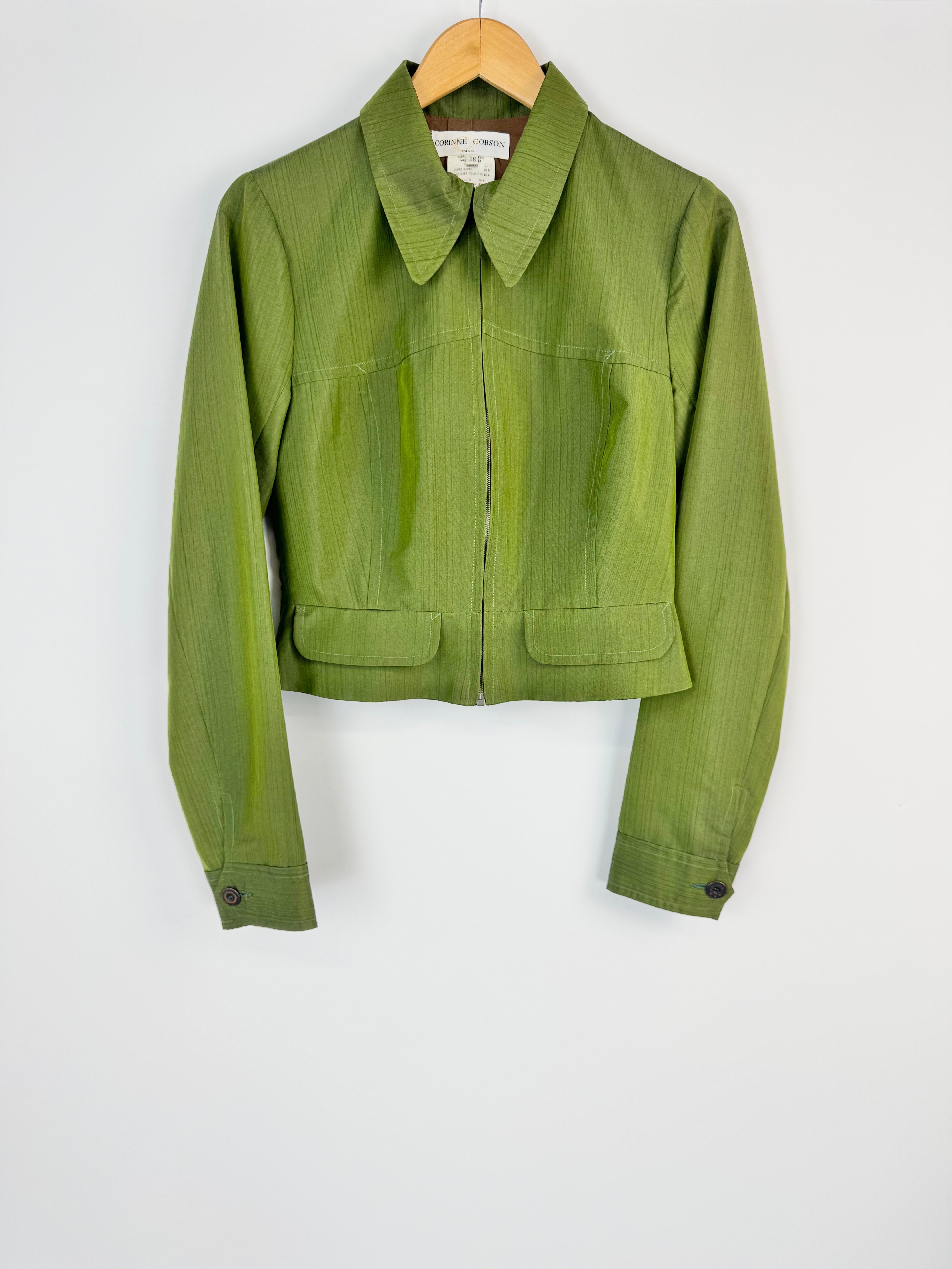 Corinne Cobson Oak Leaf Green Zippered Top - AU10