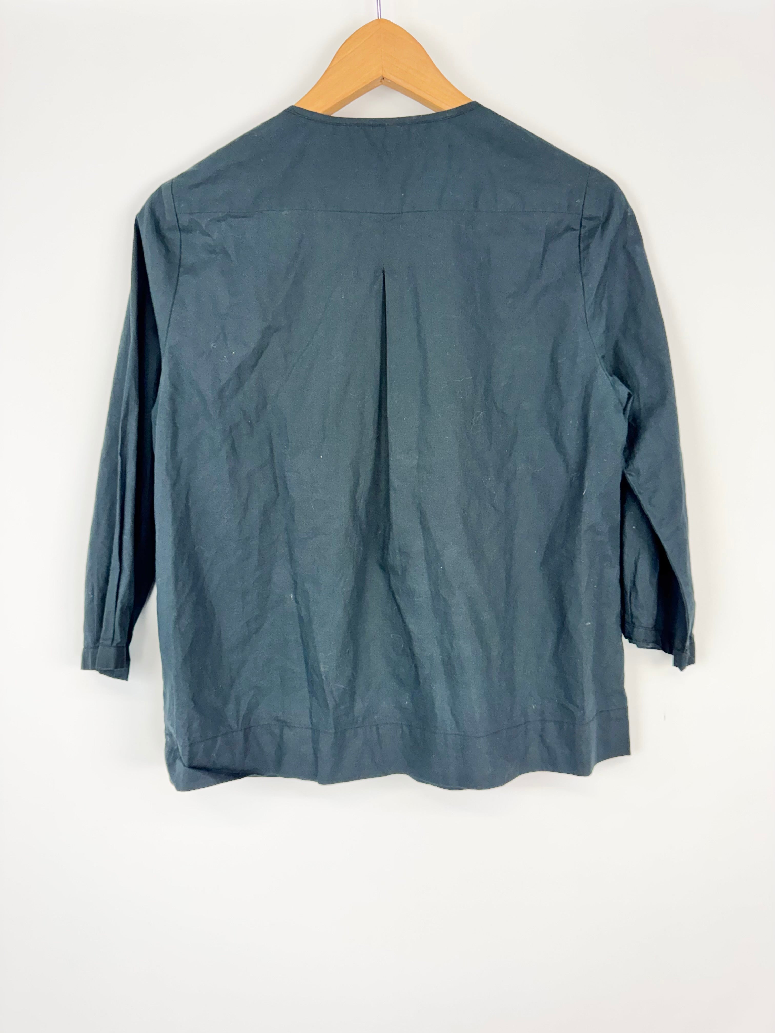 Maje Navy Asymmetrical Button Blouse - AU8/10