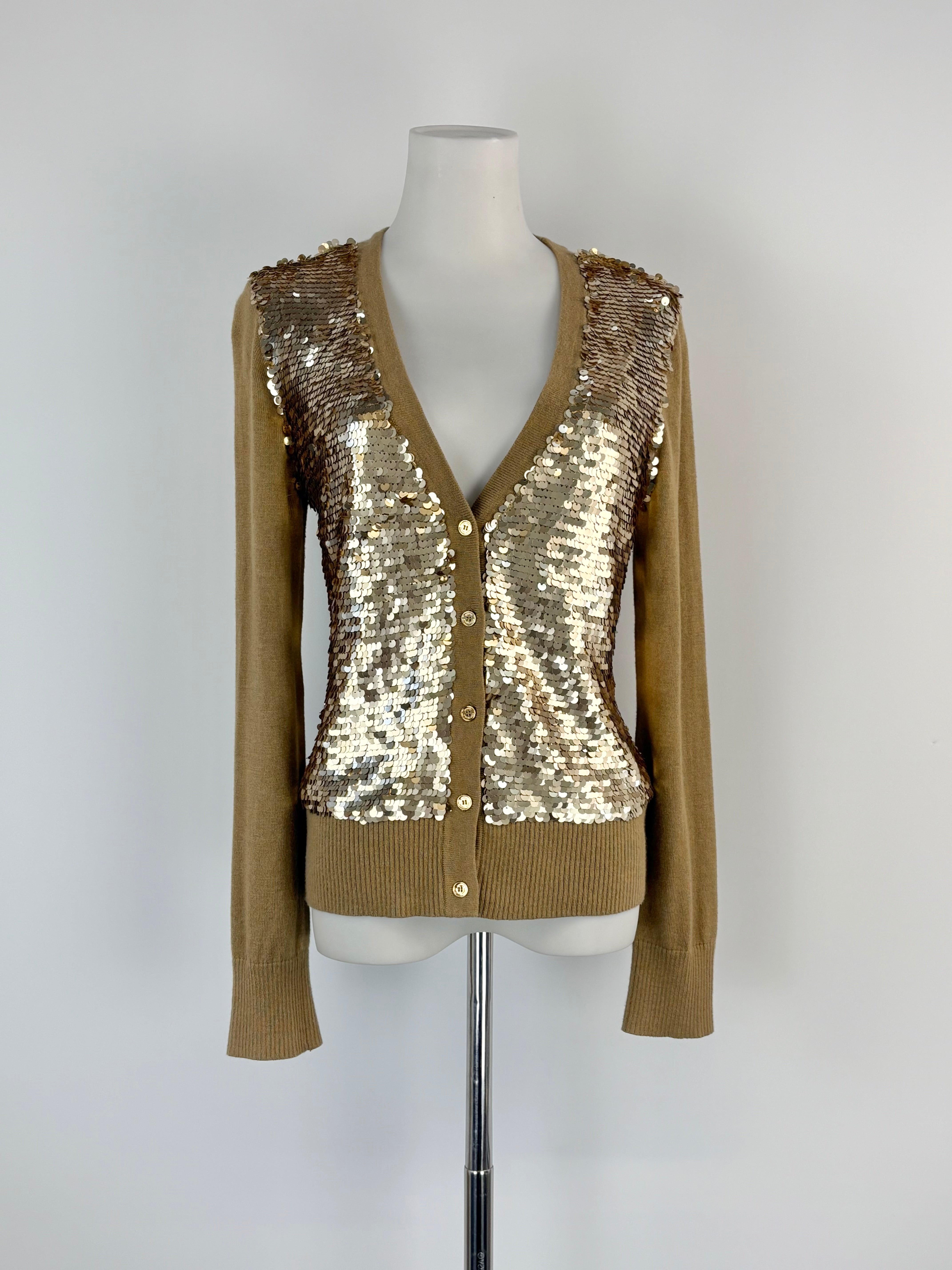 Michael by Michael Kors Gold Sequined Cardigan - AU8