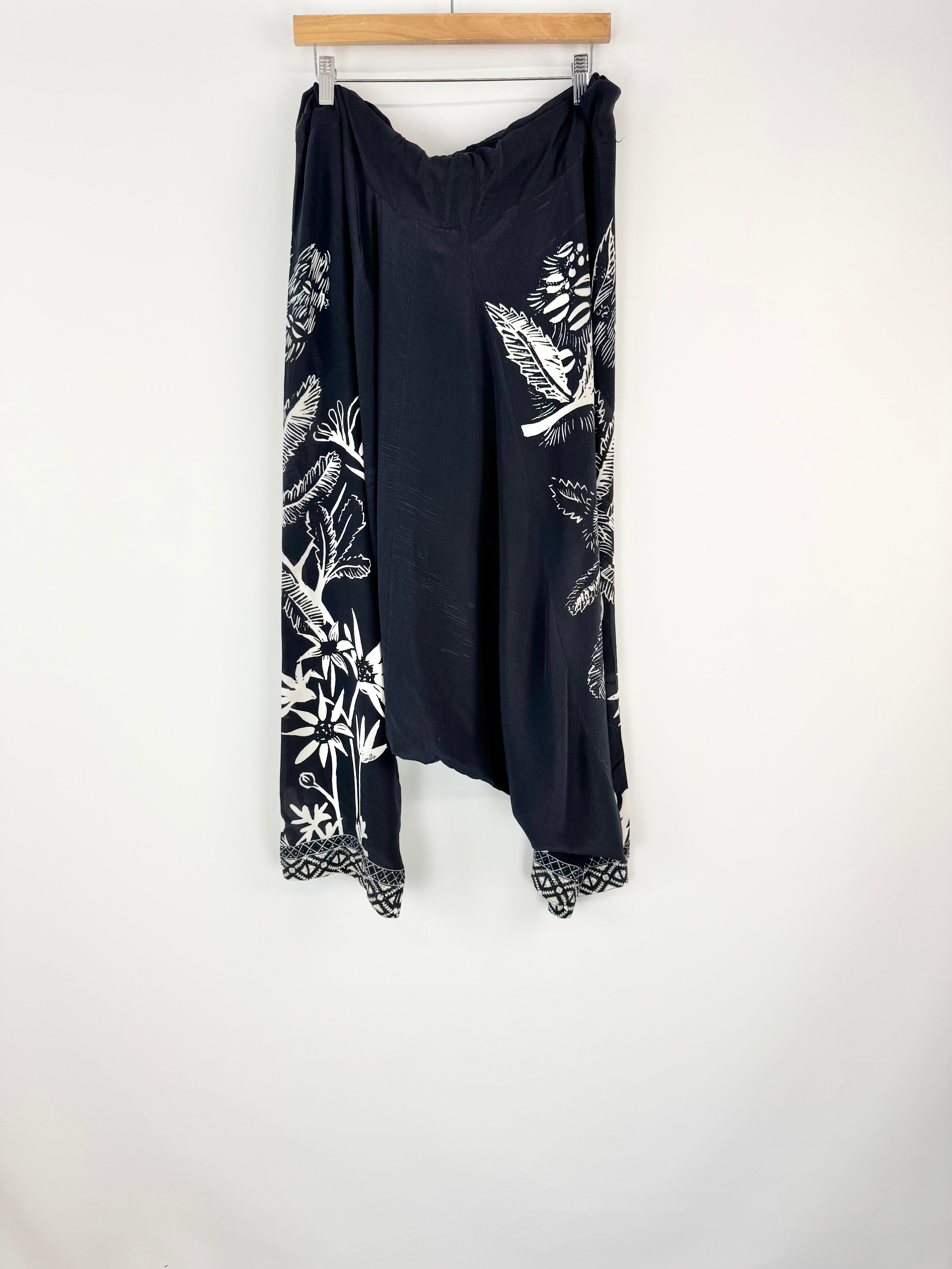 Camilla Black & White 'Botanical Bandits' Silk Harem Pants - AU8/10/12/14