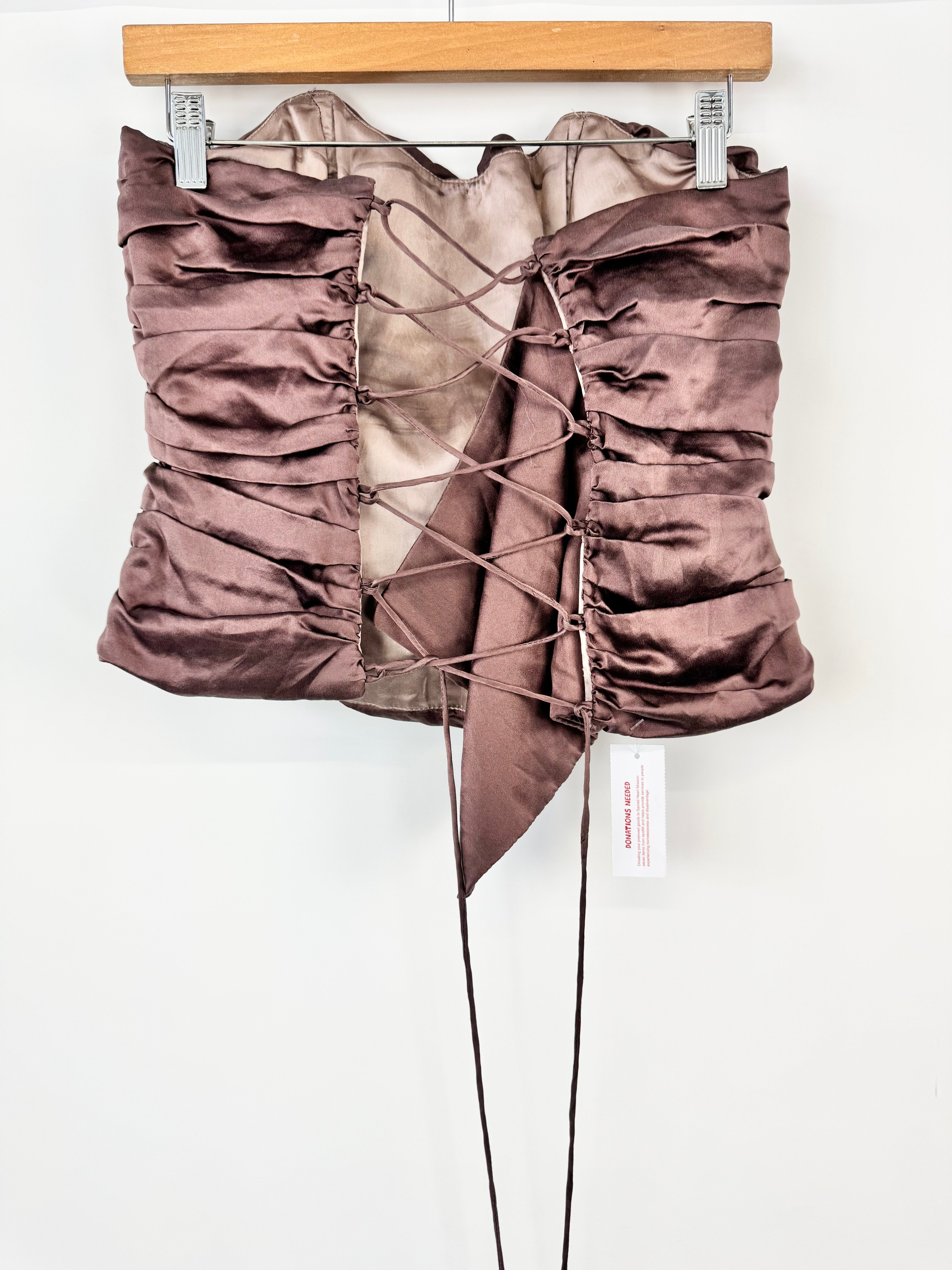 STELLINI SILK CORSET IN DARK BROWN - AU8/10