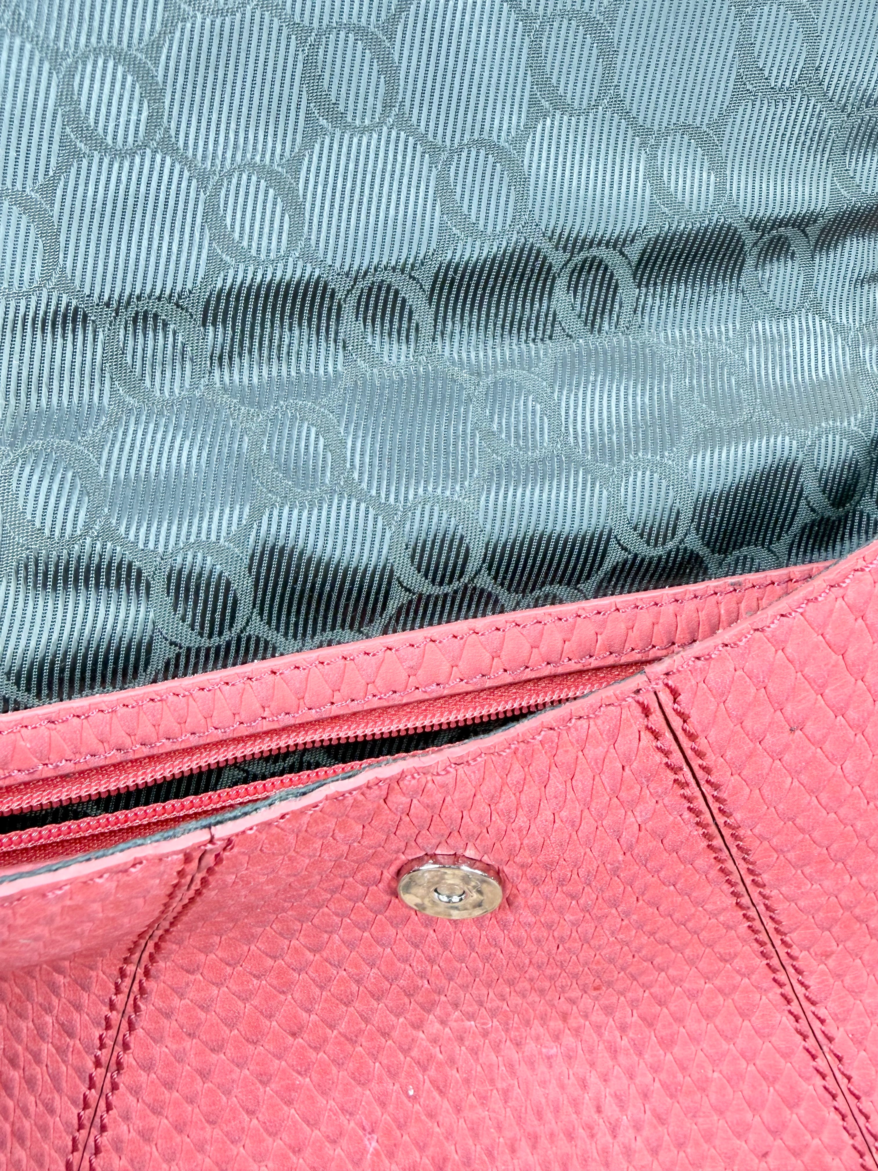 Oroton Pink Faux Snake Clutch