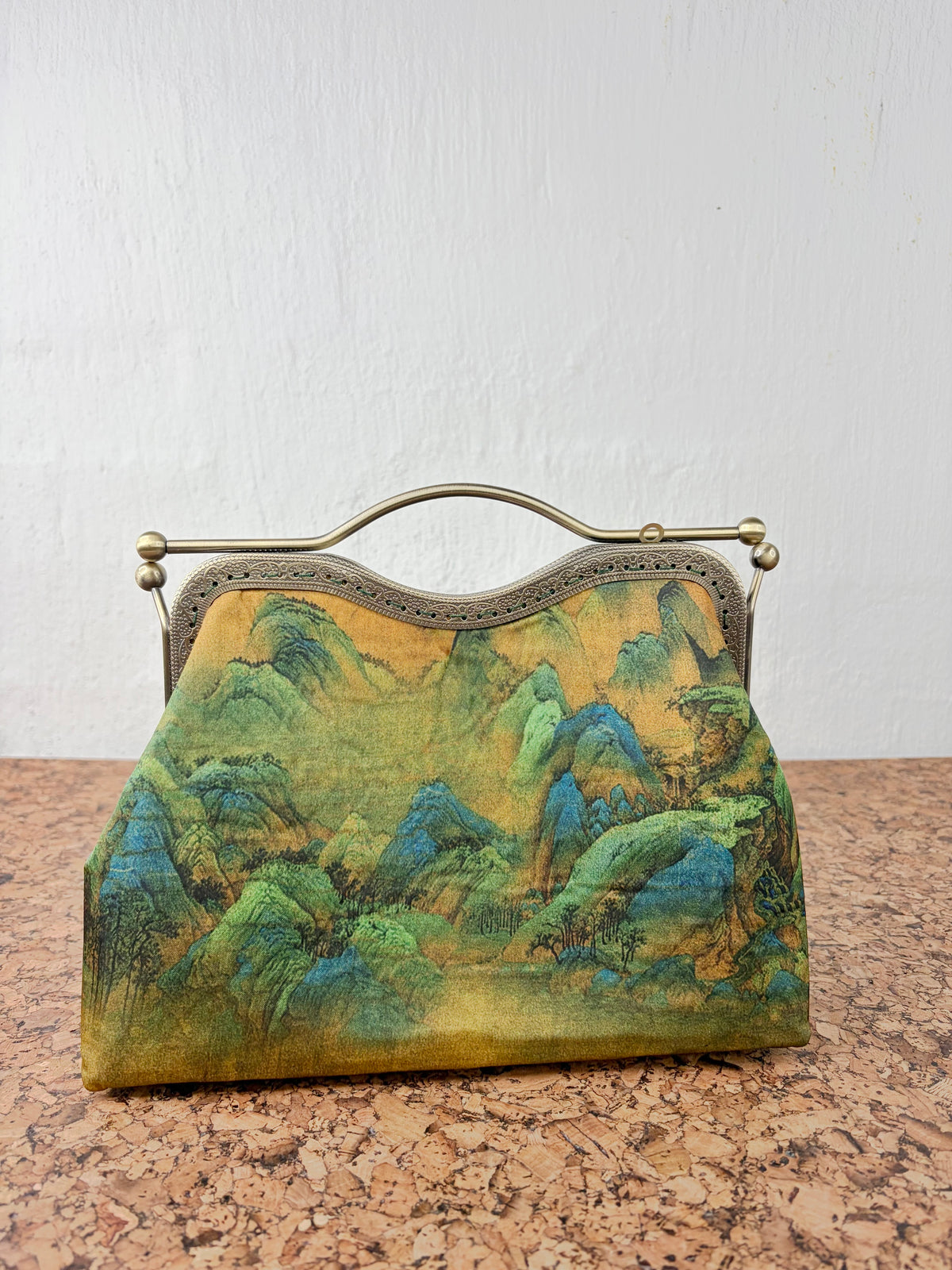 Handmade Silk Feel Mountain Scenery Evening Bag