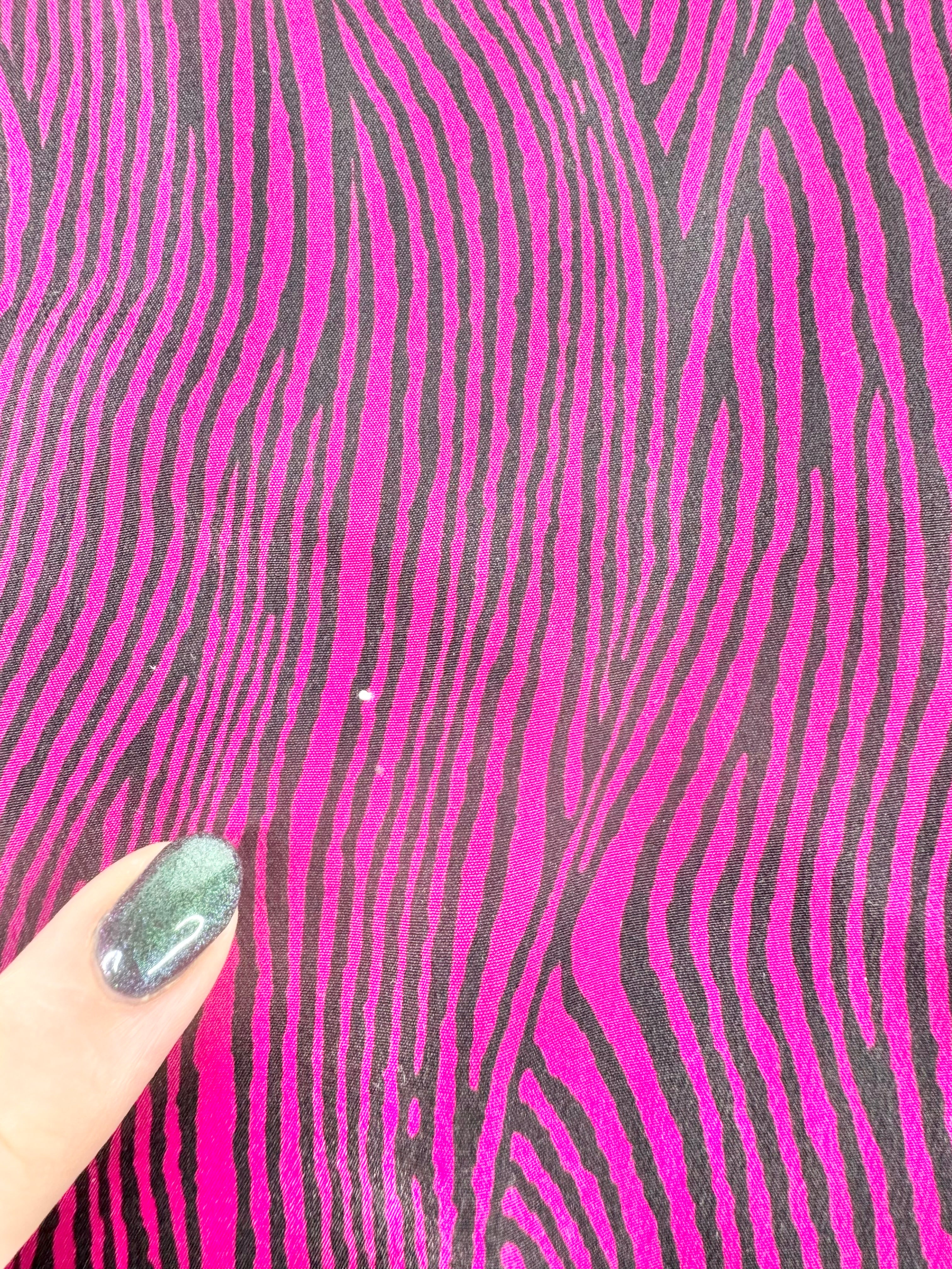 Vintage Dark Pink & Black Striped Silk Scarf