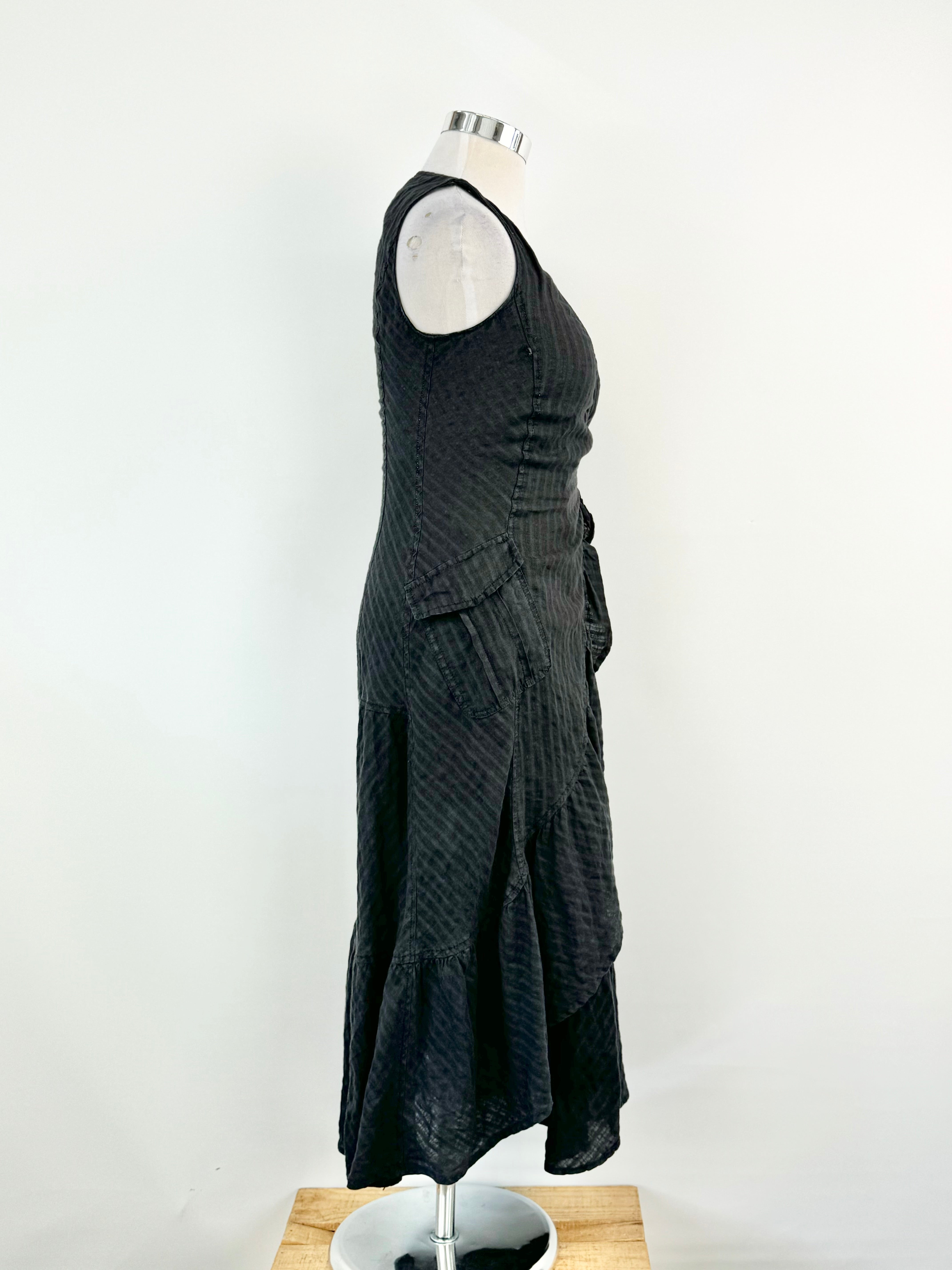 Max Mara Black Cotton Wrap Dress - AU10/12
