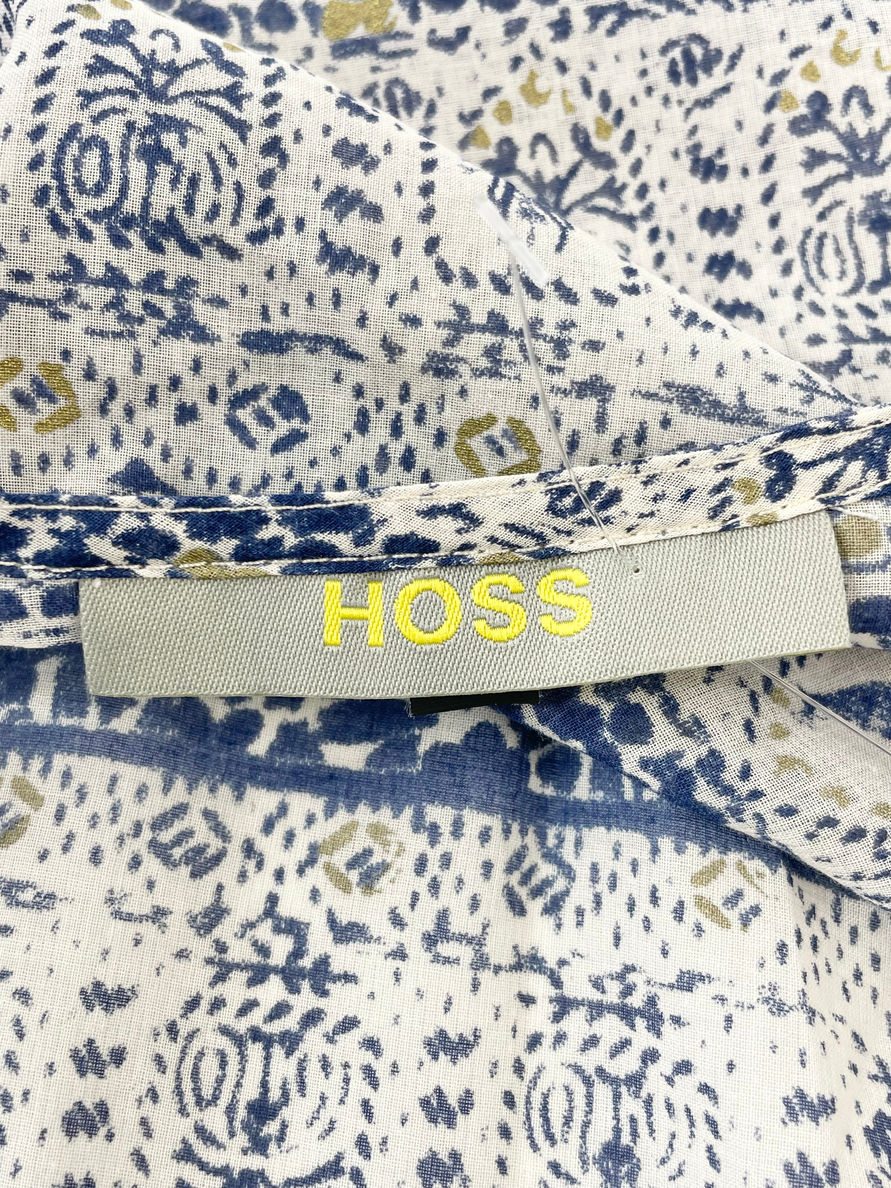 Hoss Blue & White Sheer Cotton Wrap Dress - AU8