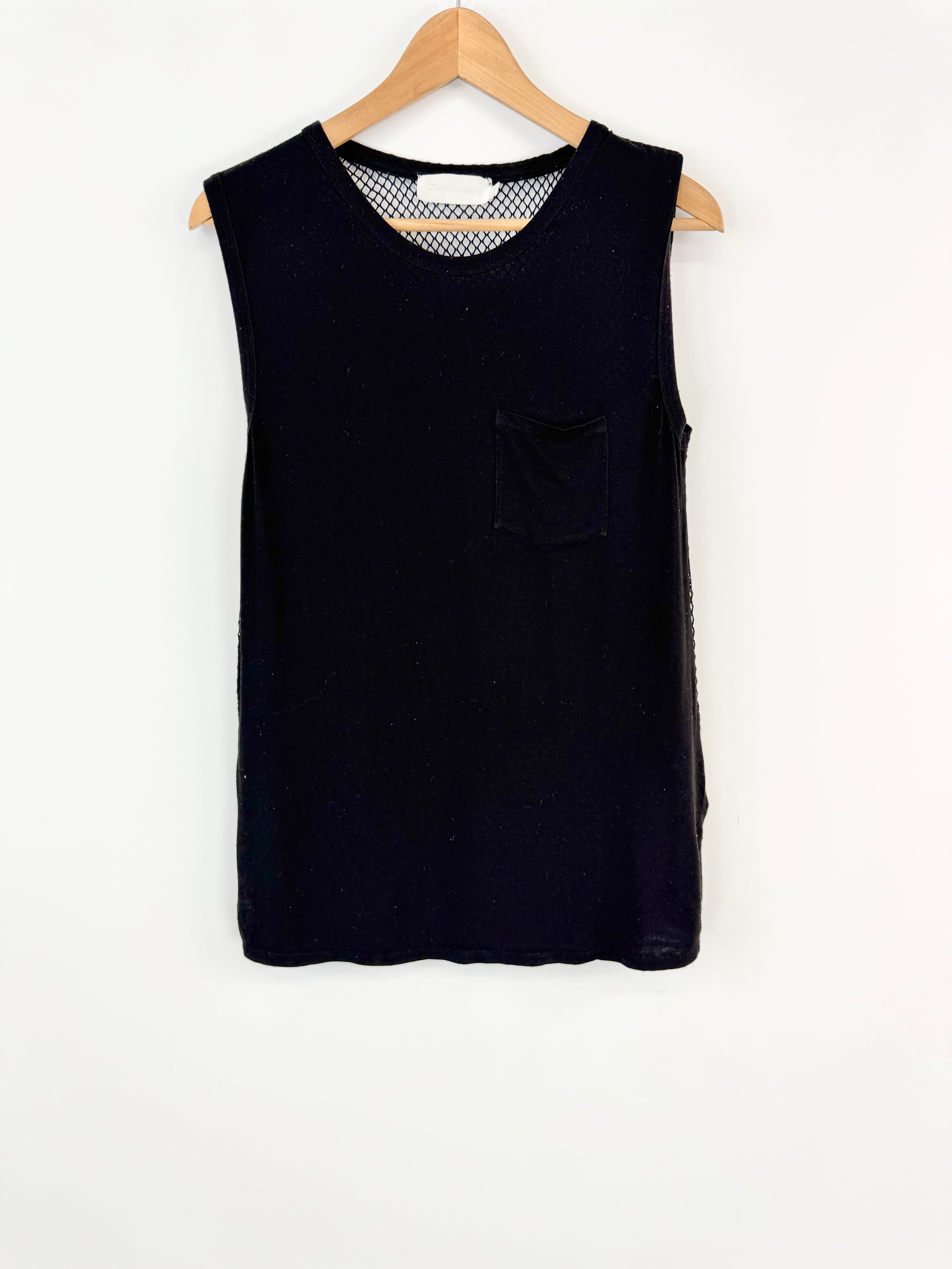 Zimmermann Black Sleeveless Fishnet Back Top - AU8