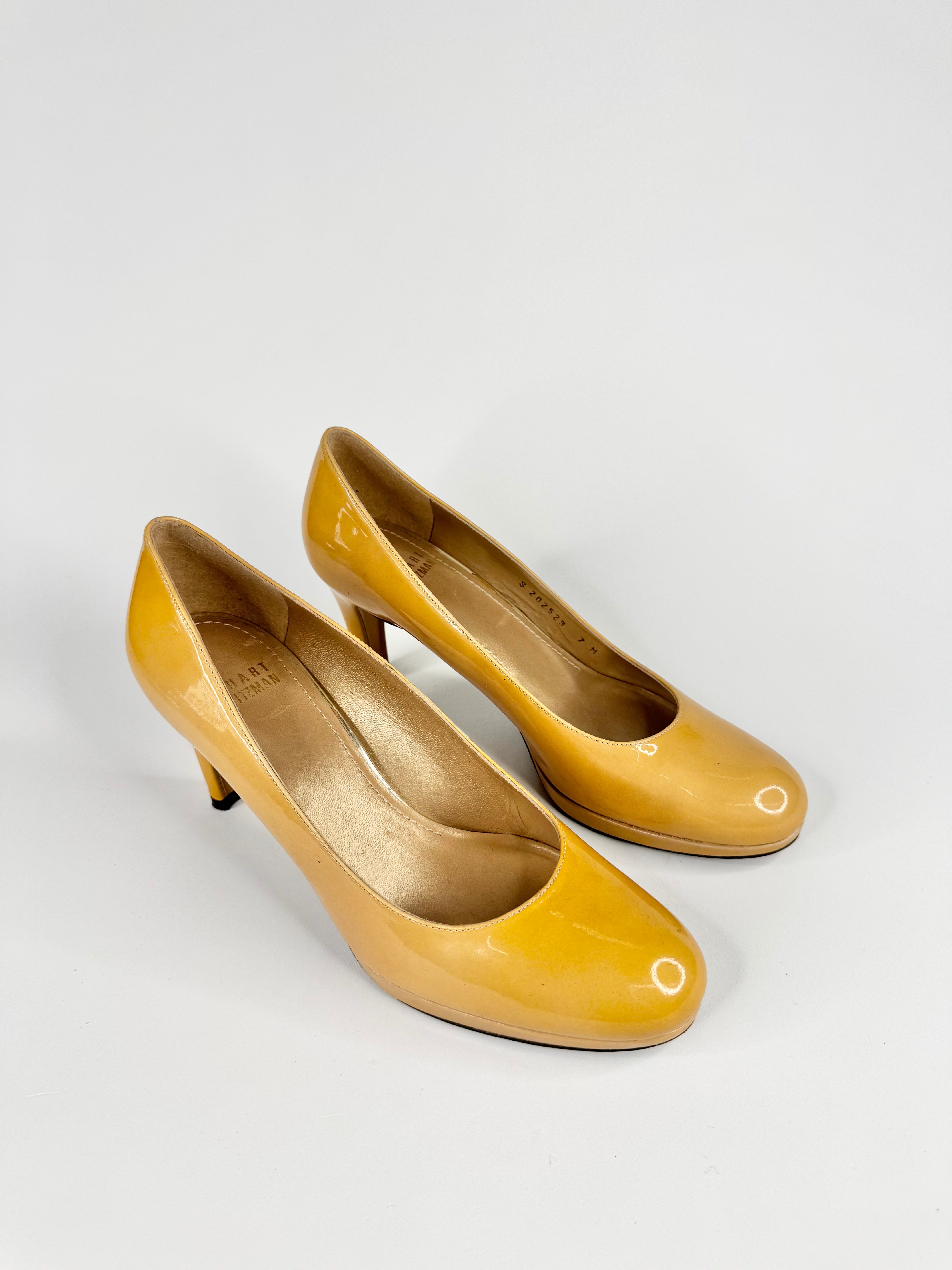 Stuart Weitzman Butter Yellow Patent Leather Pumps - EU37.5