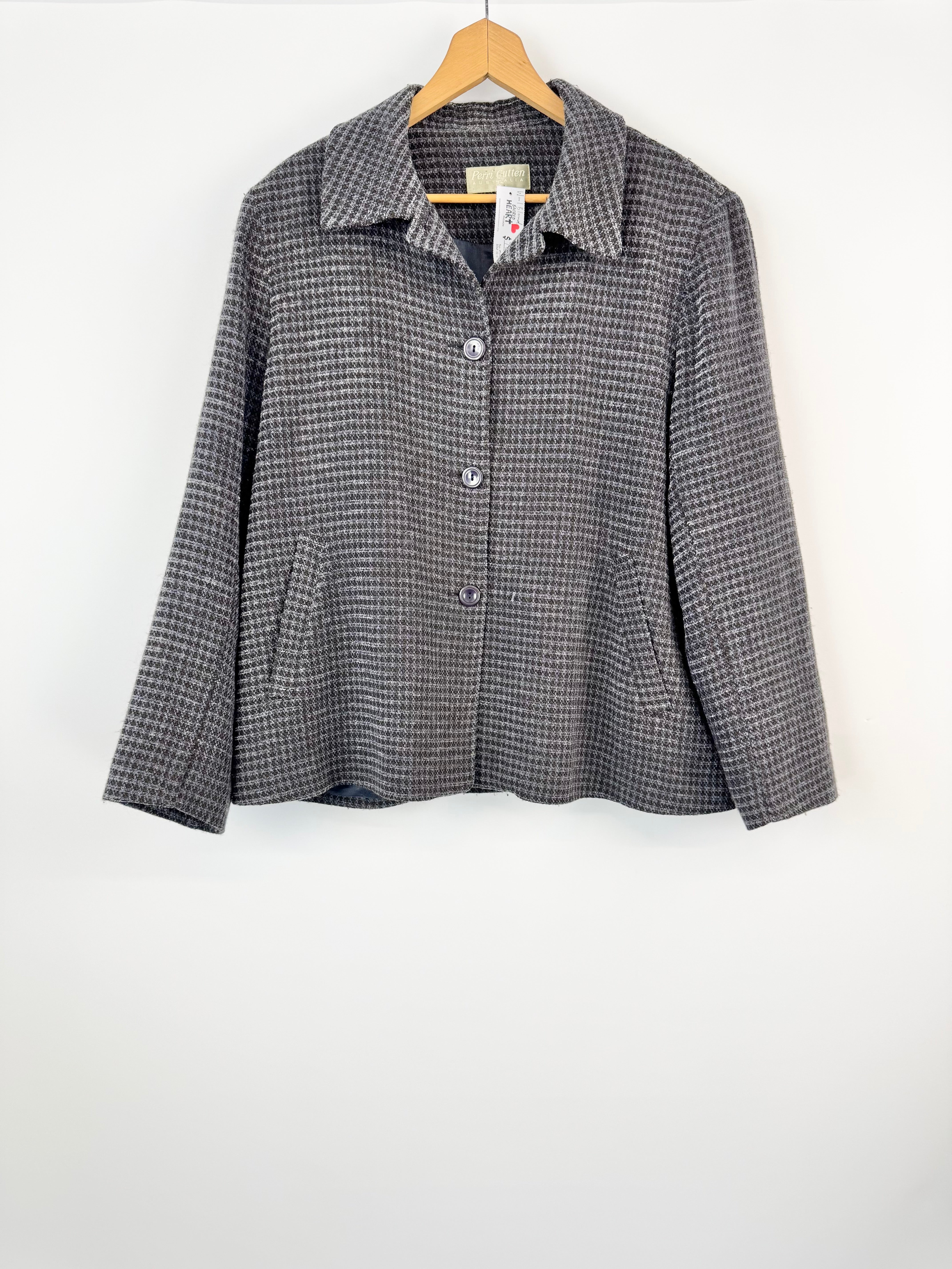 Perri Cutten Slate Grey & Stone Blue Tweed Jacket - AU16/18