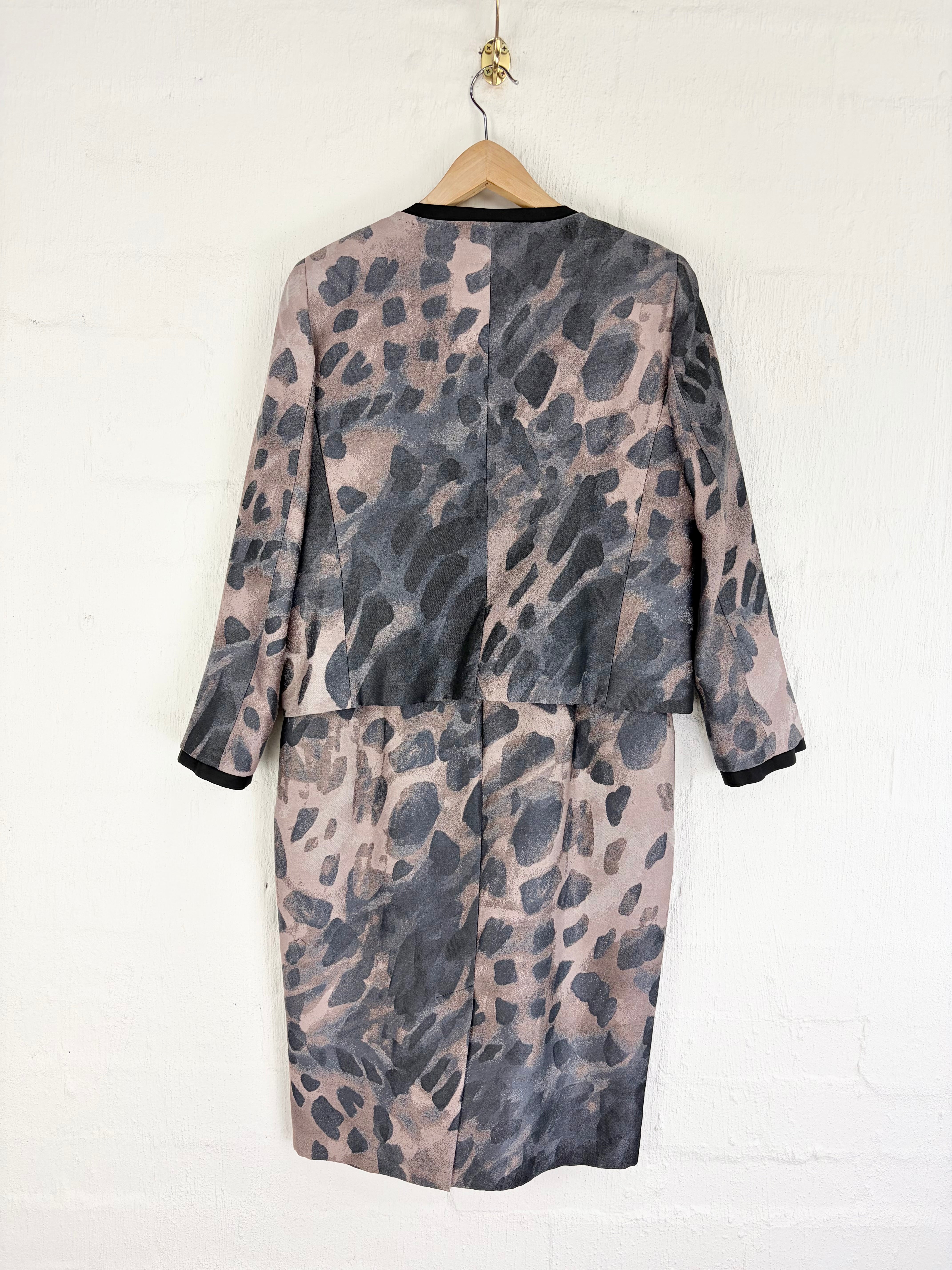 Max Mara Dusty Pink & Mauve Abstract Leopard Print Two-Piece Set - AU14 & 16