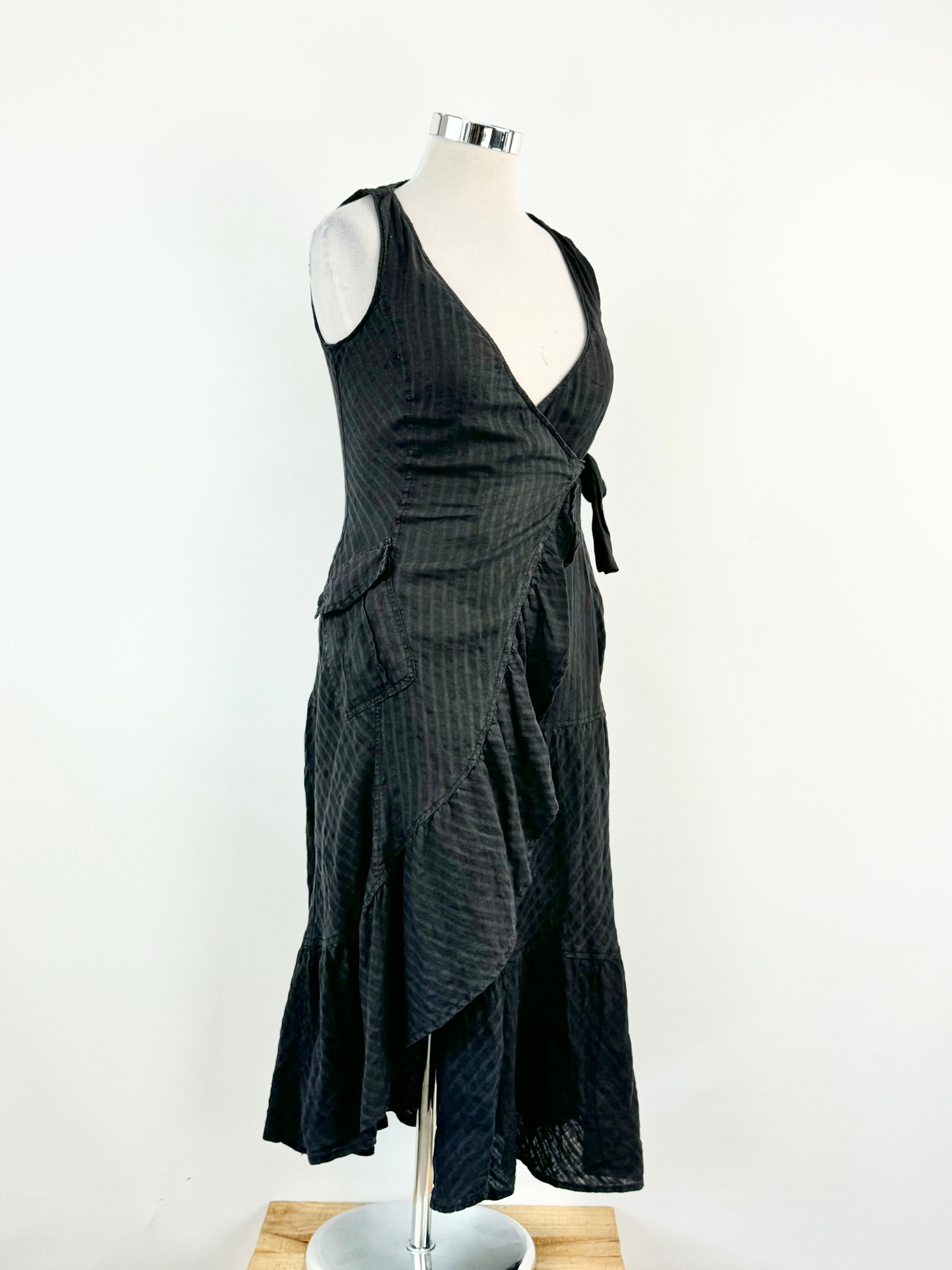 Max Mara Black Cotton Wrap Dress - AU10/12