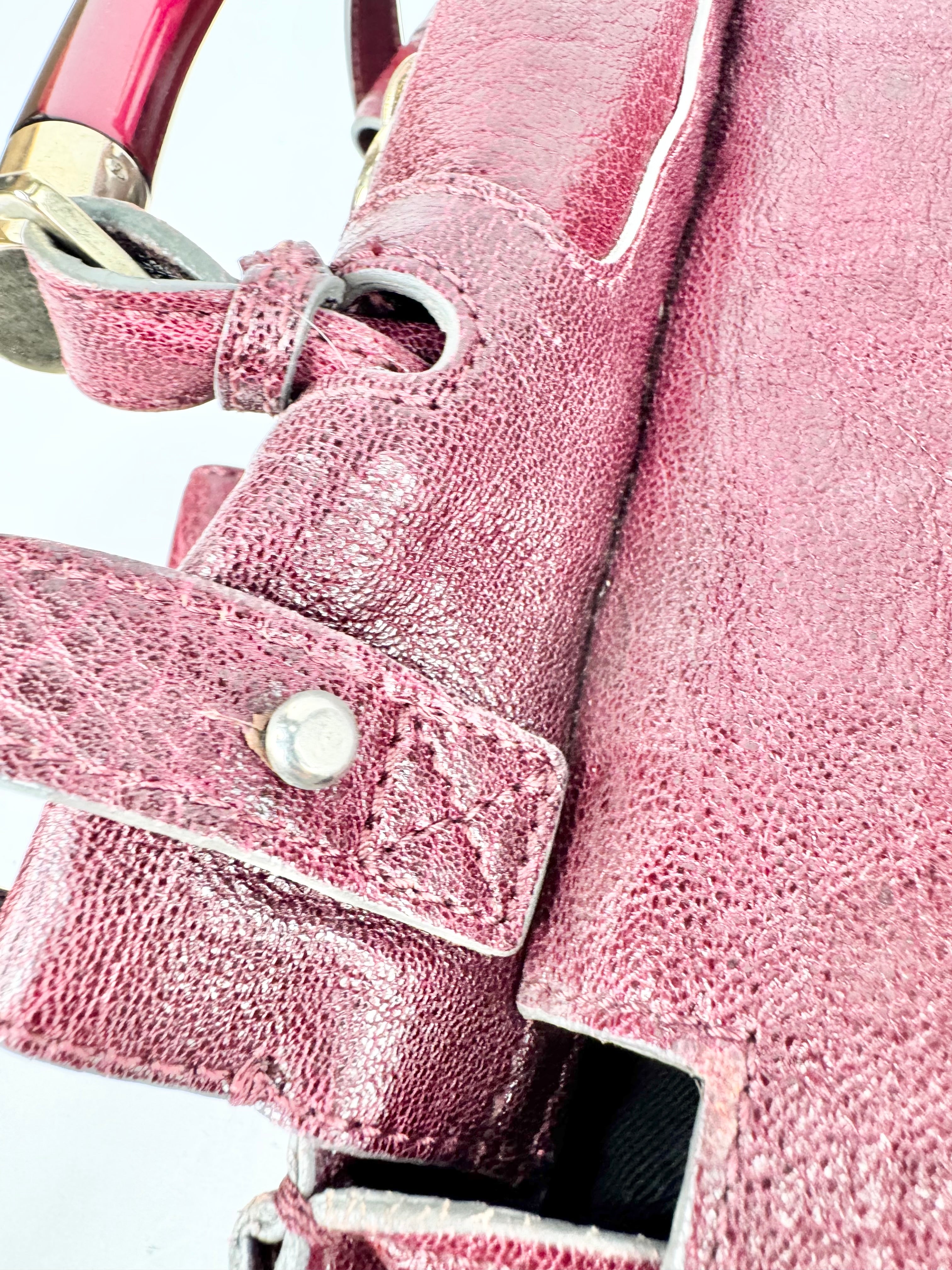 Chloé Burgundy Leather Saskia Square Tote Bag