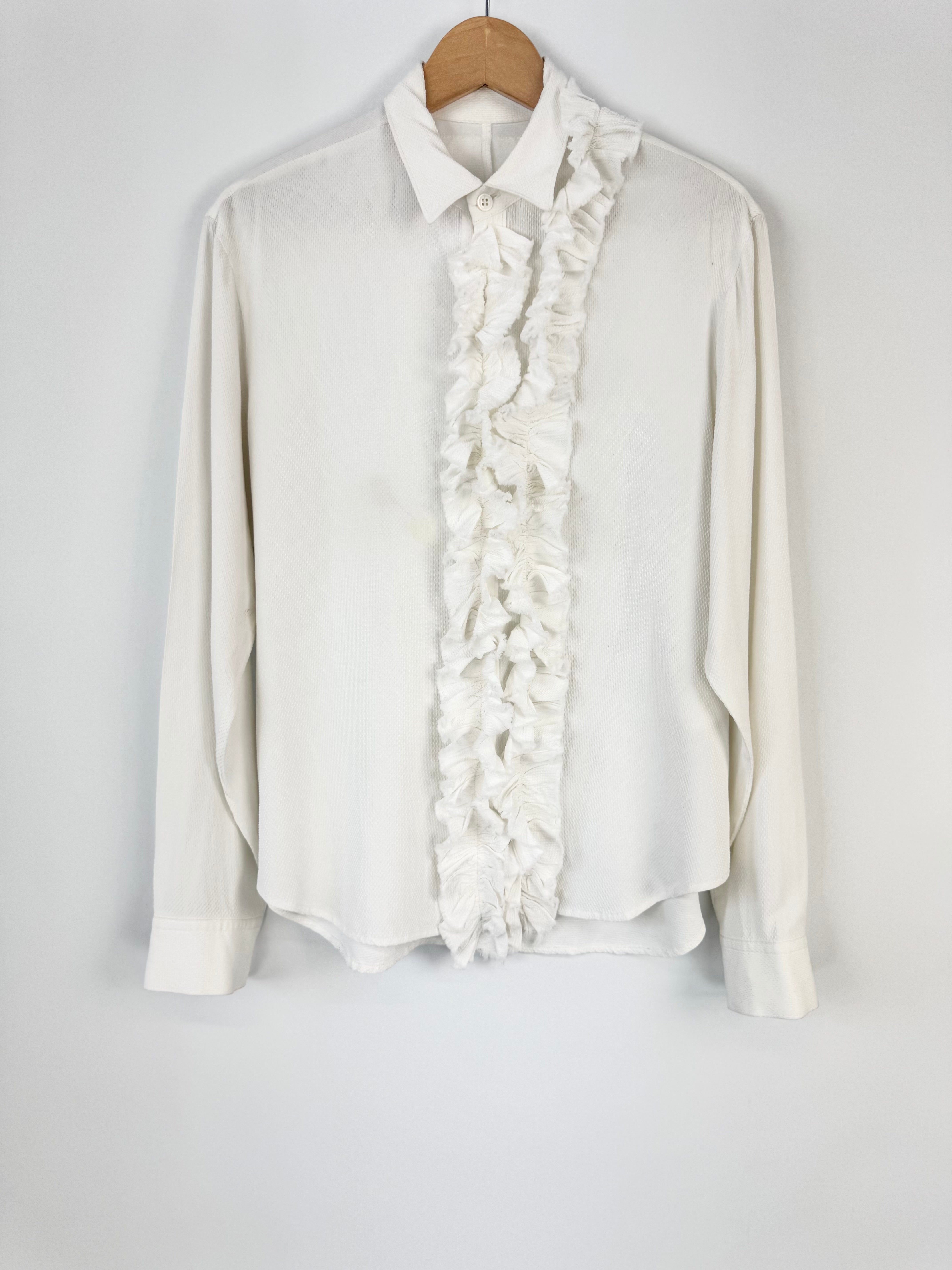 Y's Yohji Yamamoto White Frill Blouse - AU12/14
