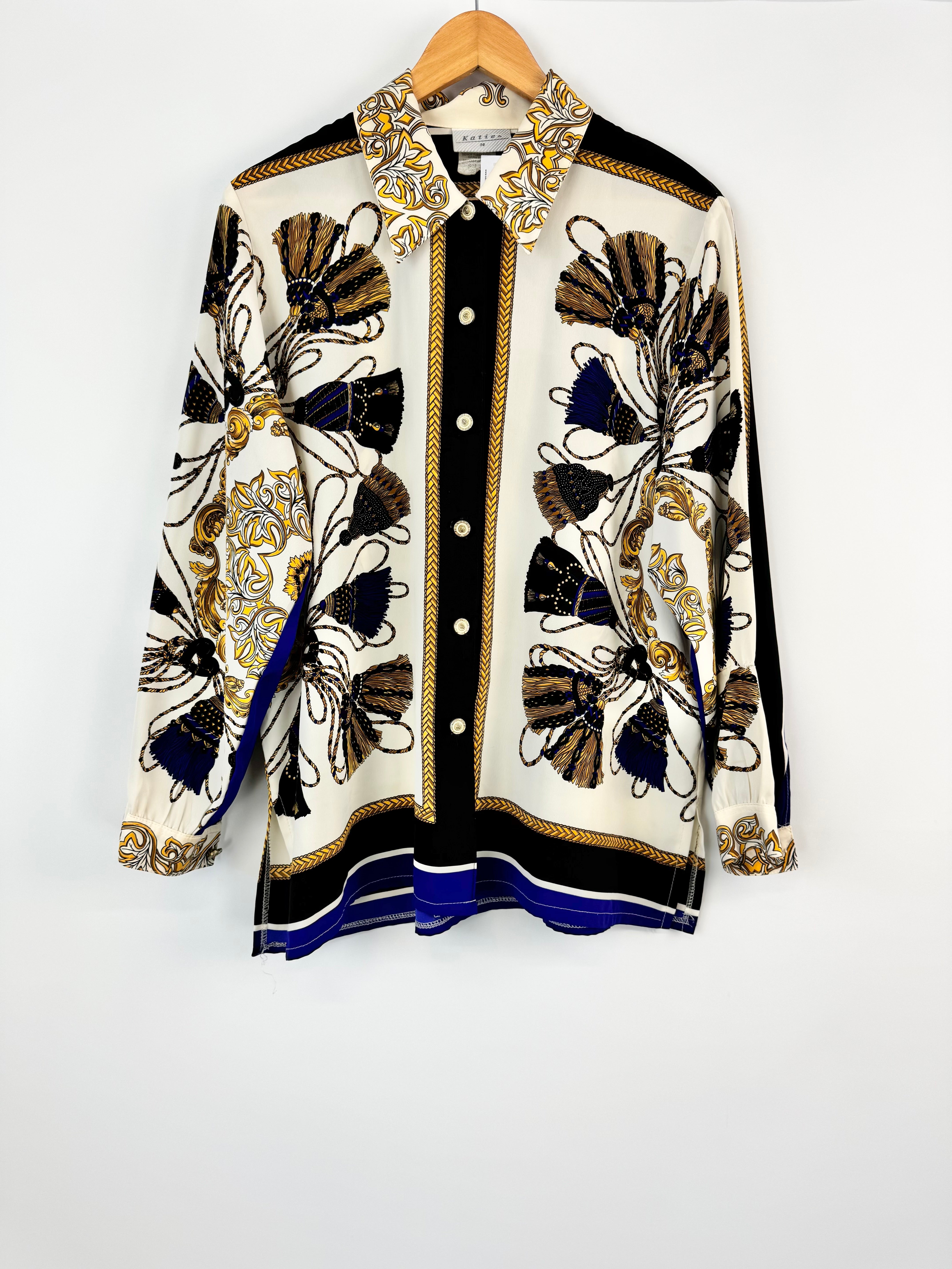 VINTAGE KATIE LONG SLEEVE WITH BAROQUE STYLE PRINT -AU14