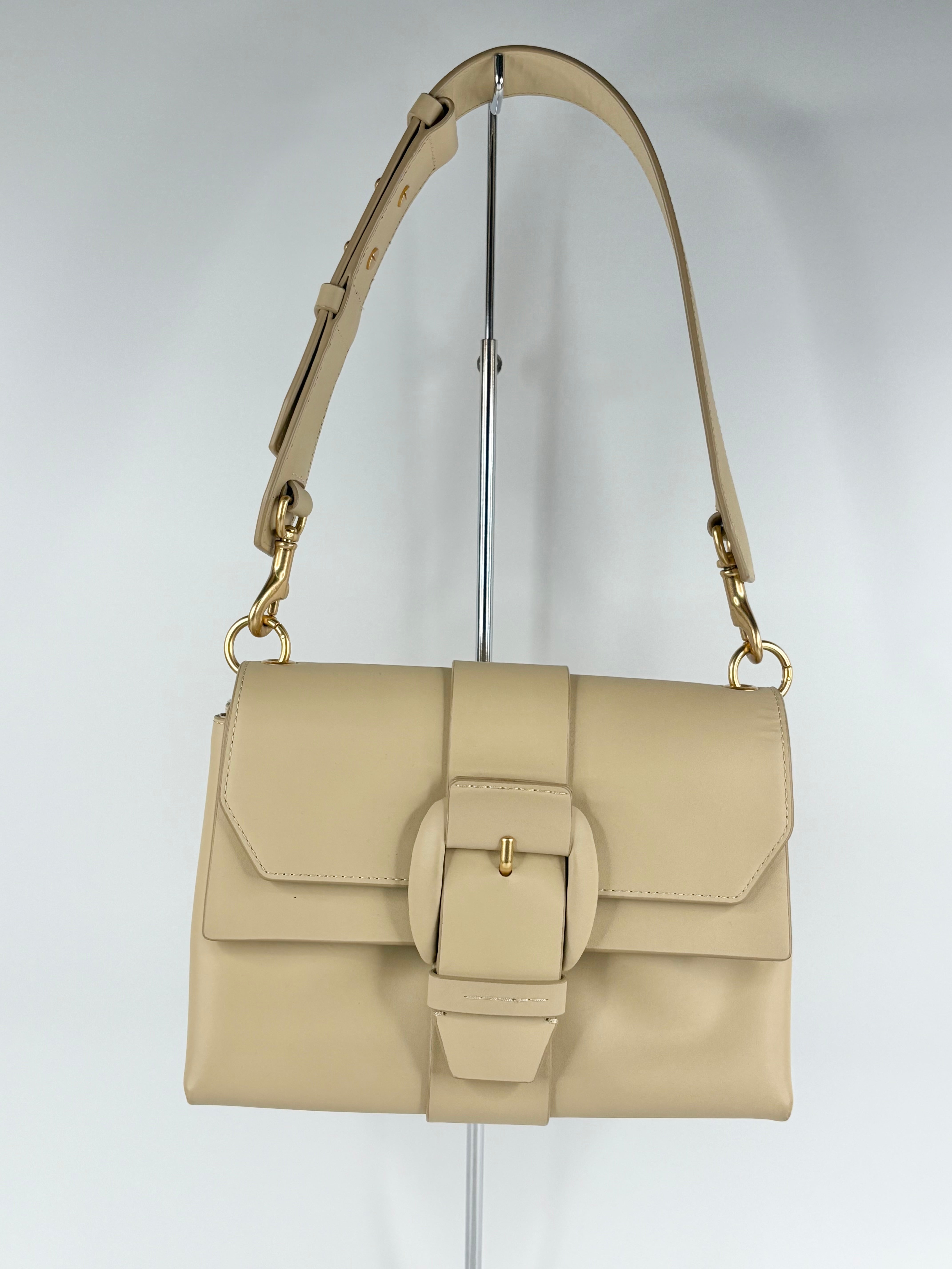 Oroton Beige Smooth Leather 'Frida' Small Satchel Bag