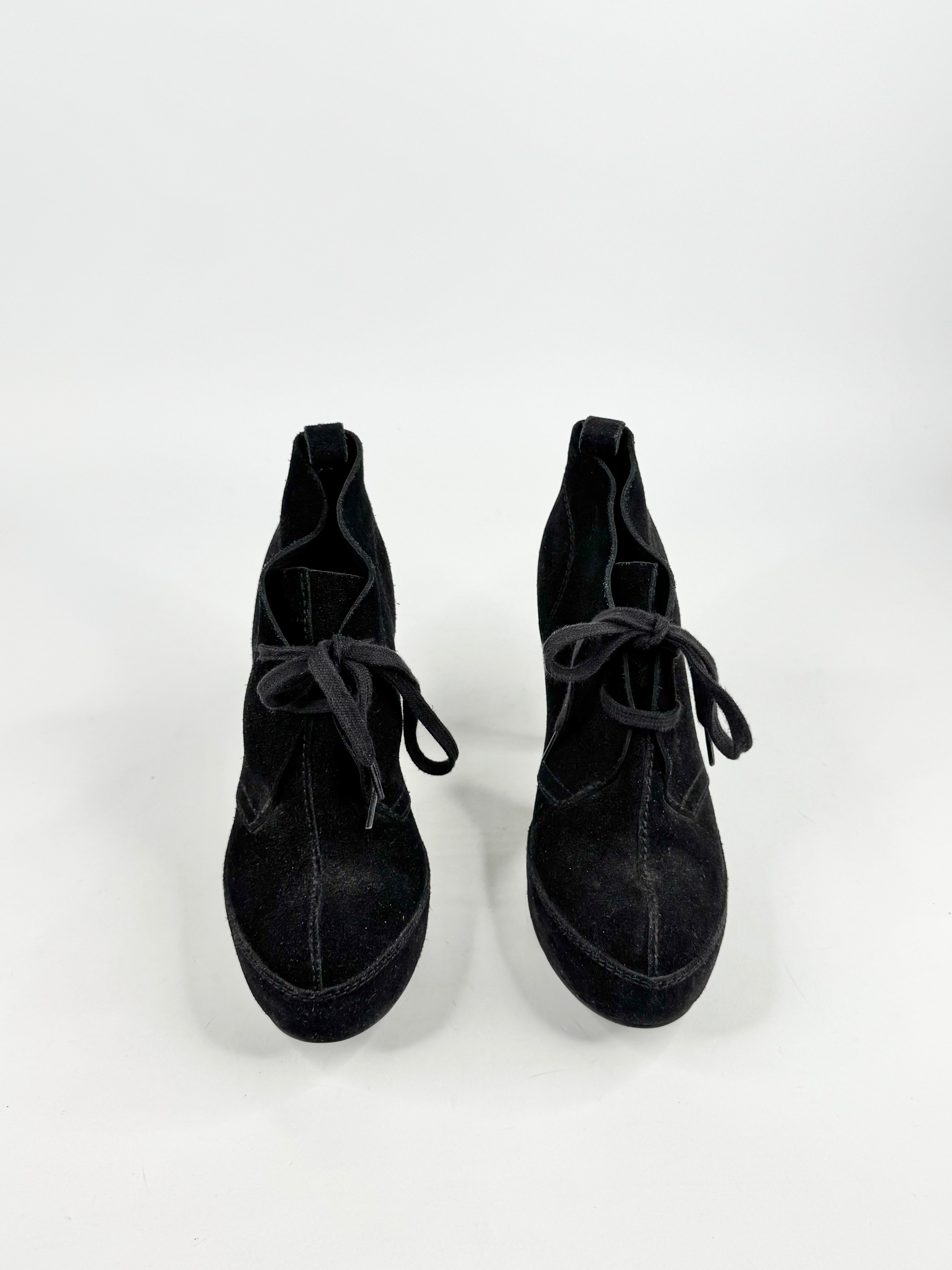 Pedro Garcia Black Suede Stiletto Ankle Boots - EU39.5