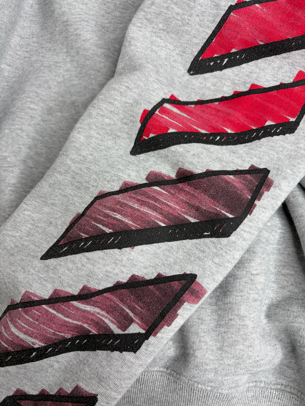 Off-White Grey & Red Graffiti Arrow Sweater - L