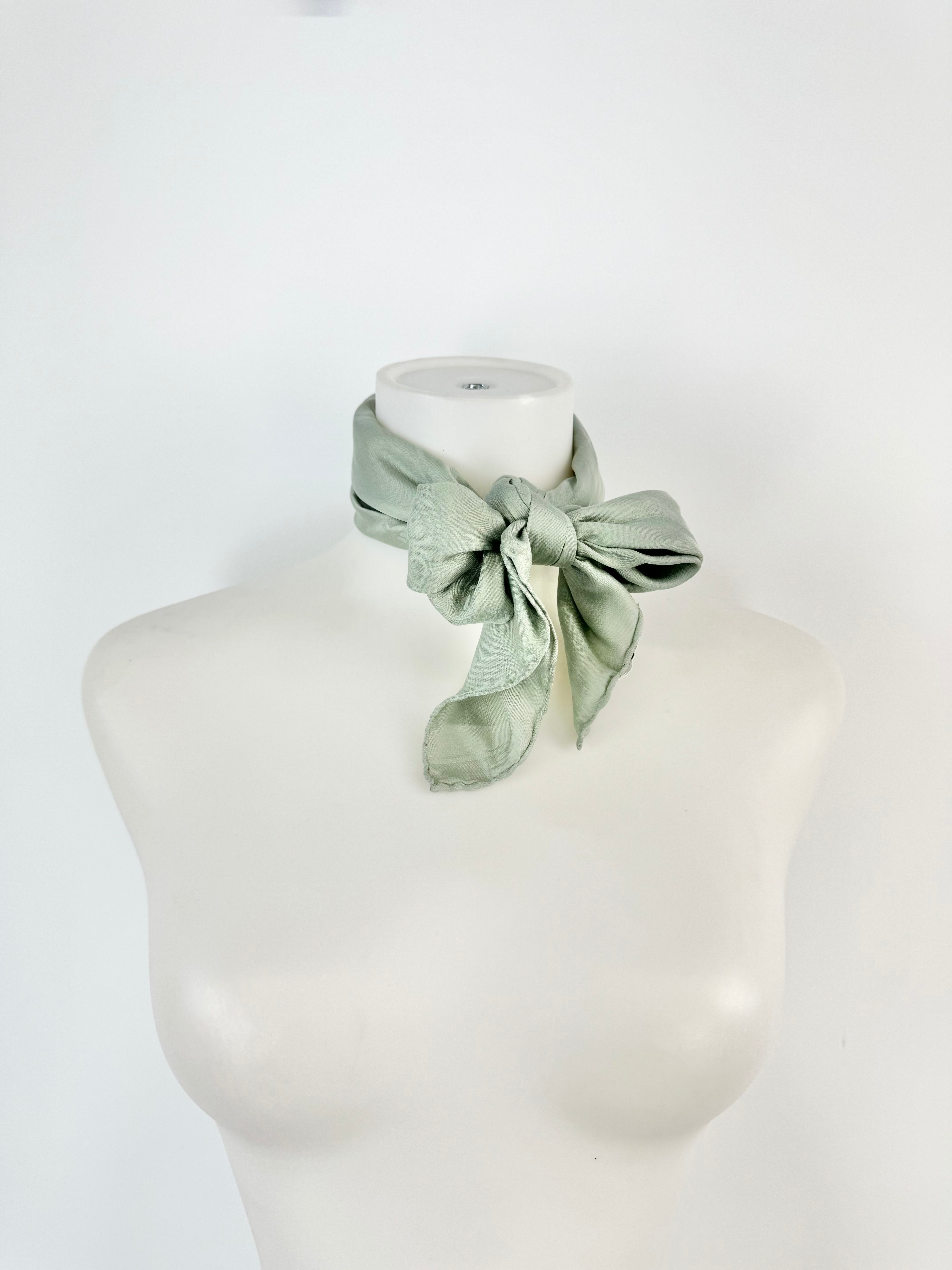 Vintage Jaeger Sage Green Silk Scarf