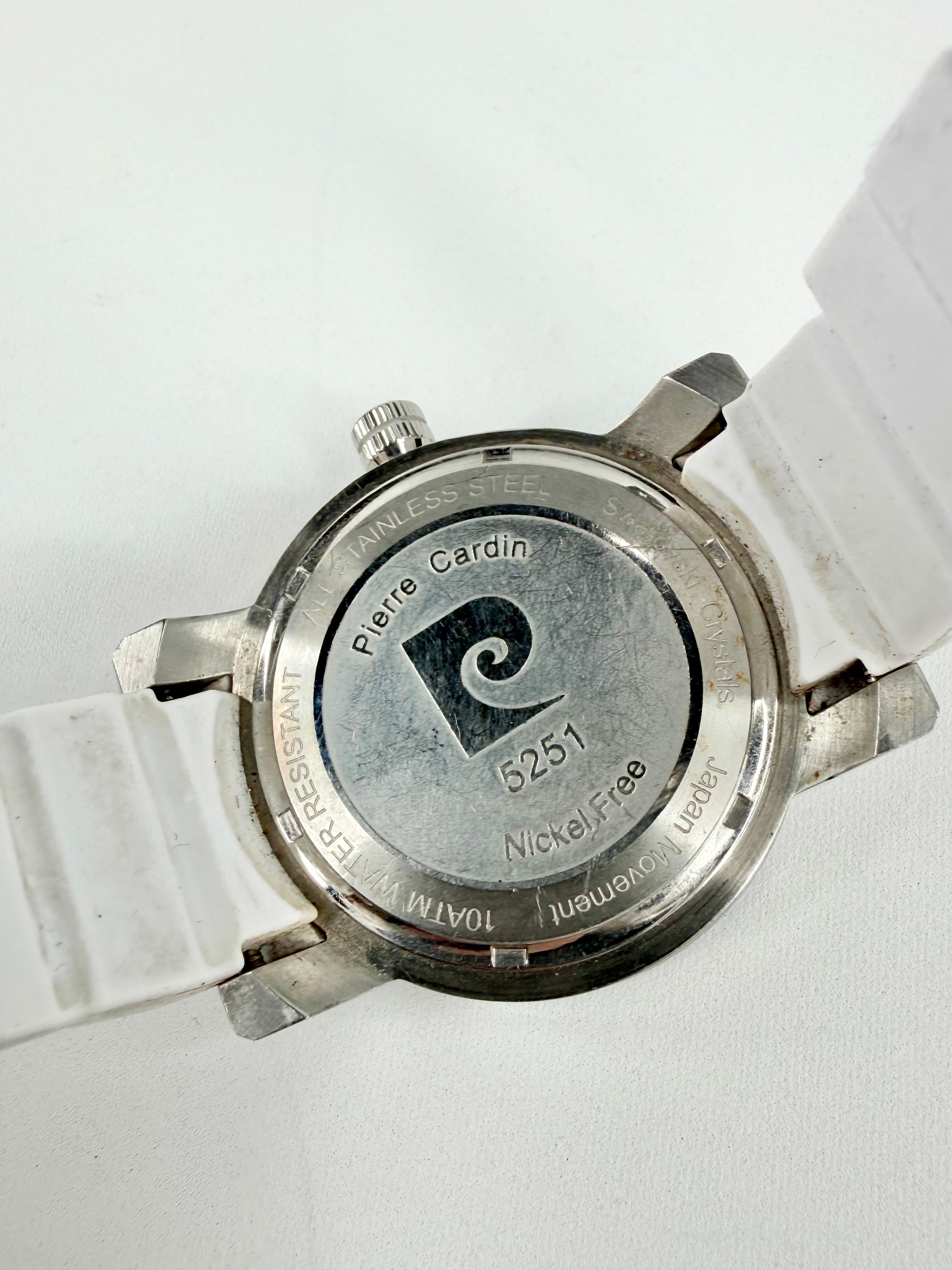 Pierre Cardin Swarovksi Crystal Bezel White Silicon Strap Watch