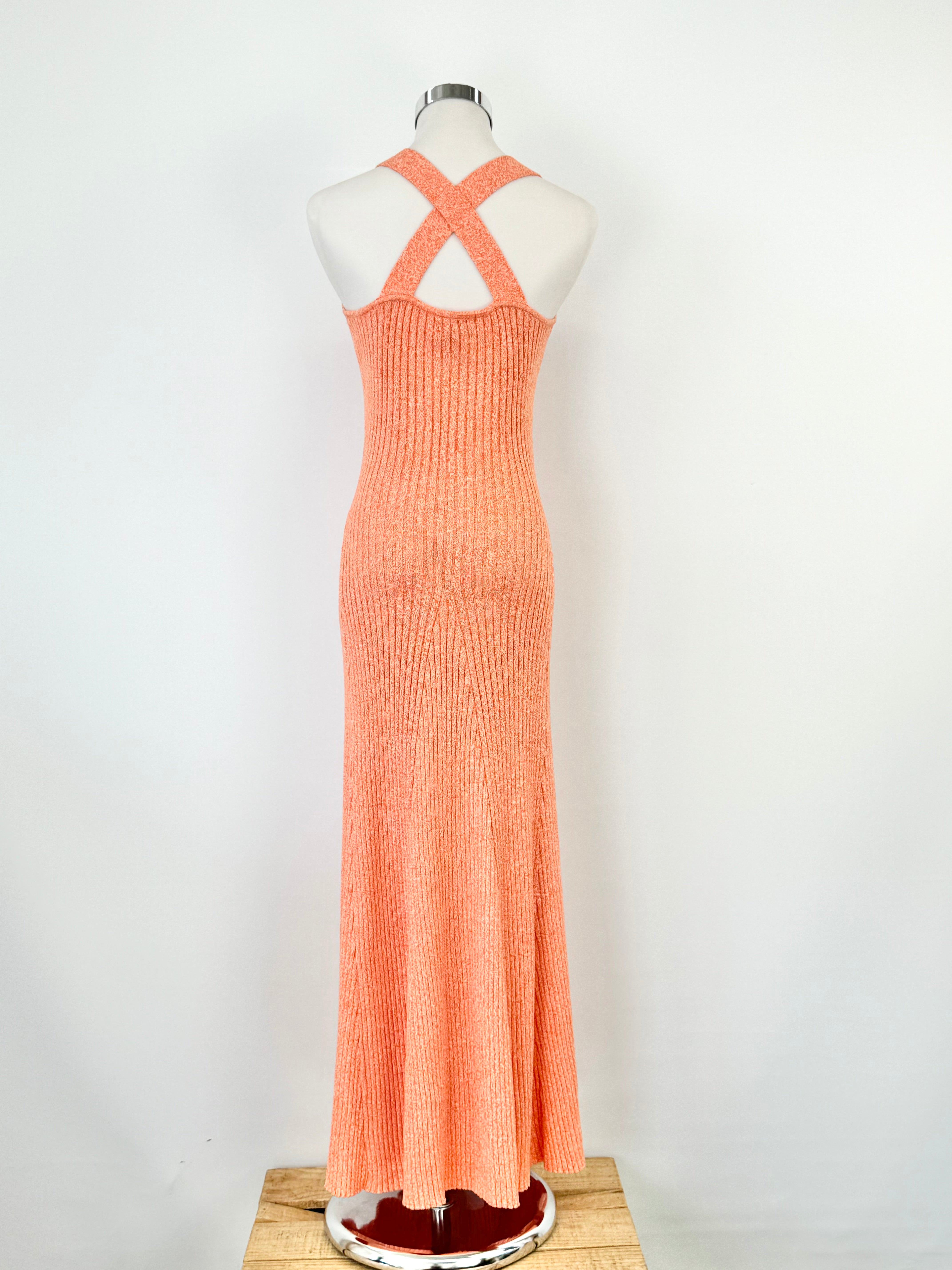 Anna Quan Tangerine Speckle Ribknit Maxi Dress - AU10