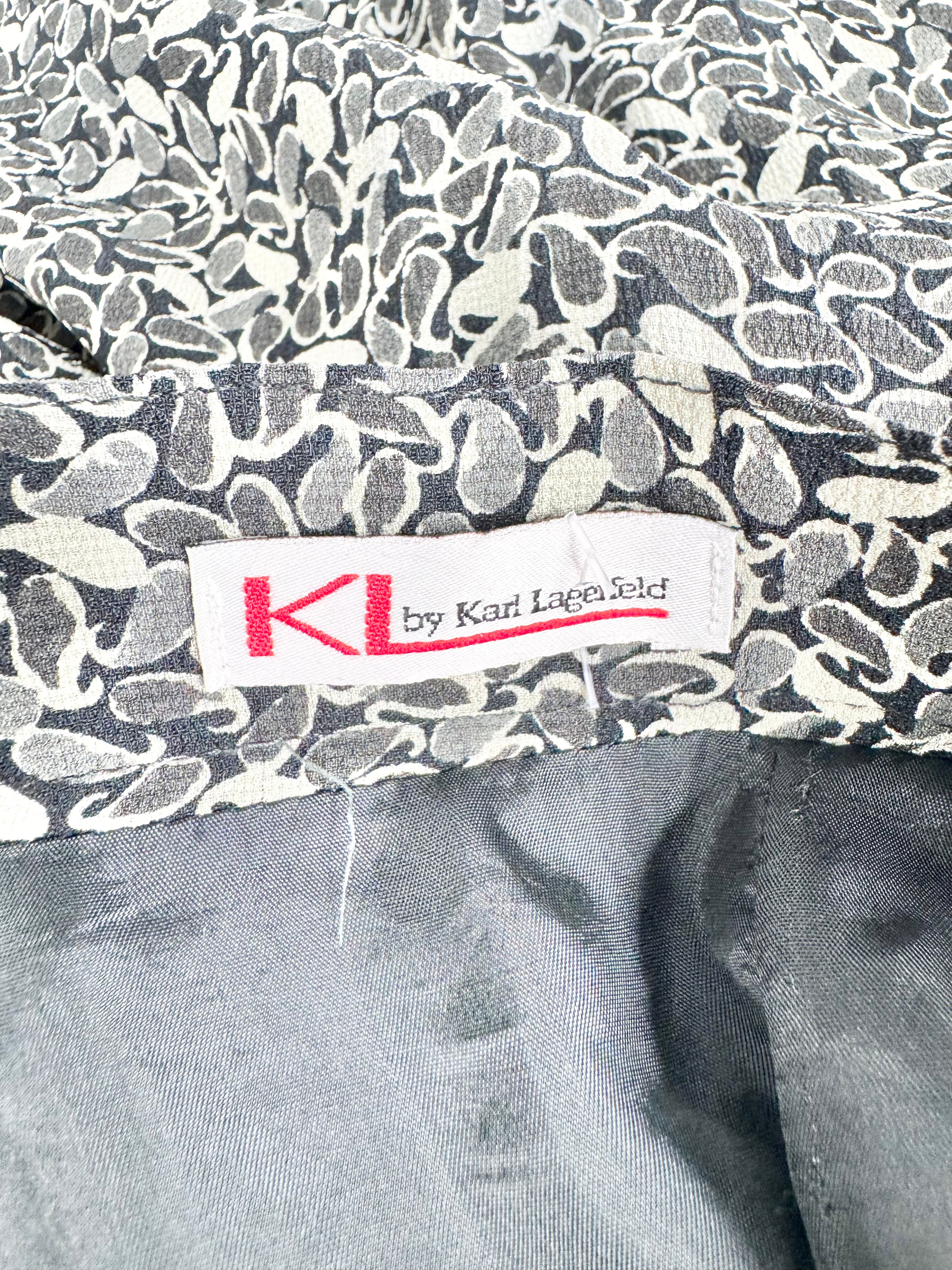 Vintage Karl Lagerfeld Floral Polyester Pleated Skirt - AU10