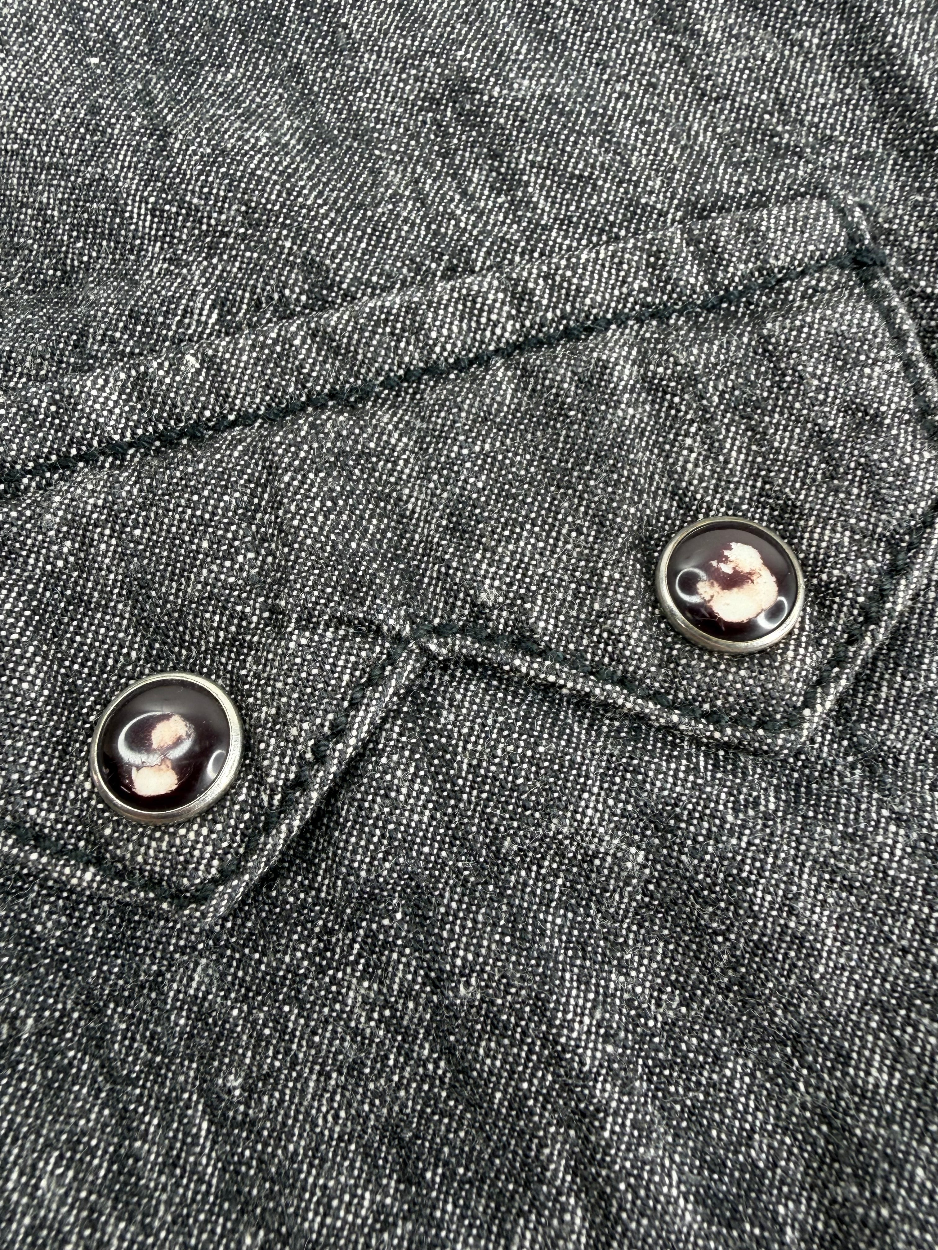 DKNY Jeans Grey Button Western Style Short Sleeve Blouse - AU8/10