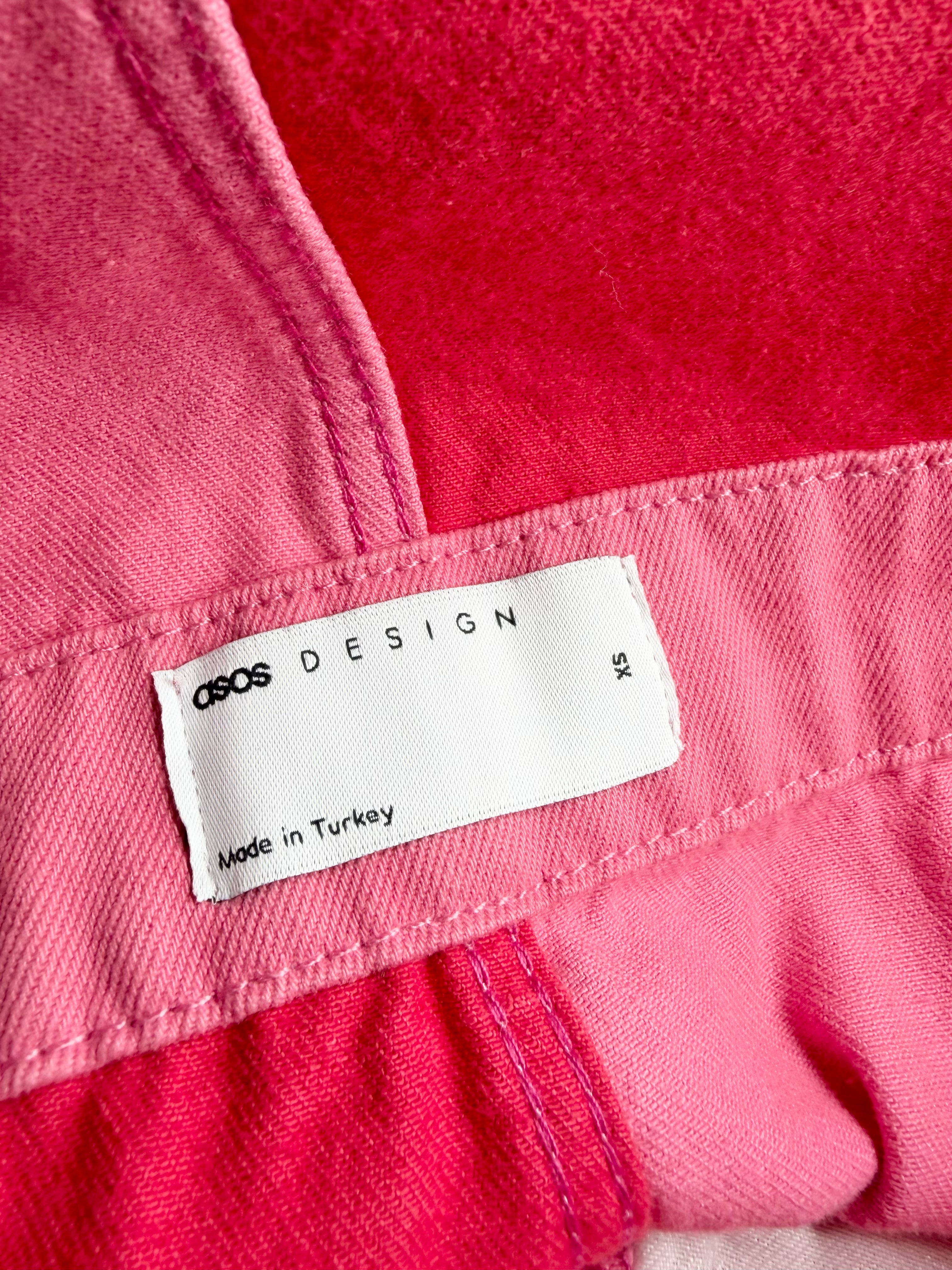 ASOS Denim Pink & Red Short Denim Overalls - AU6