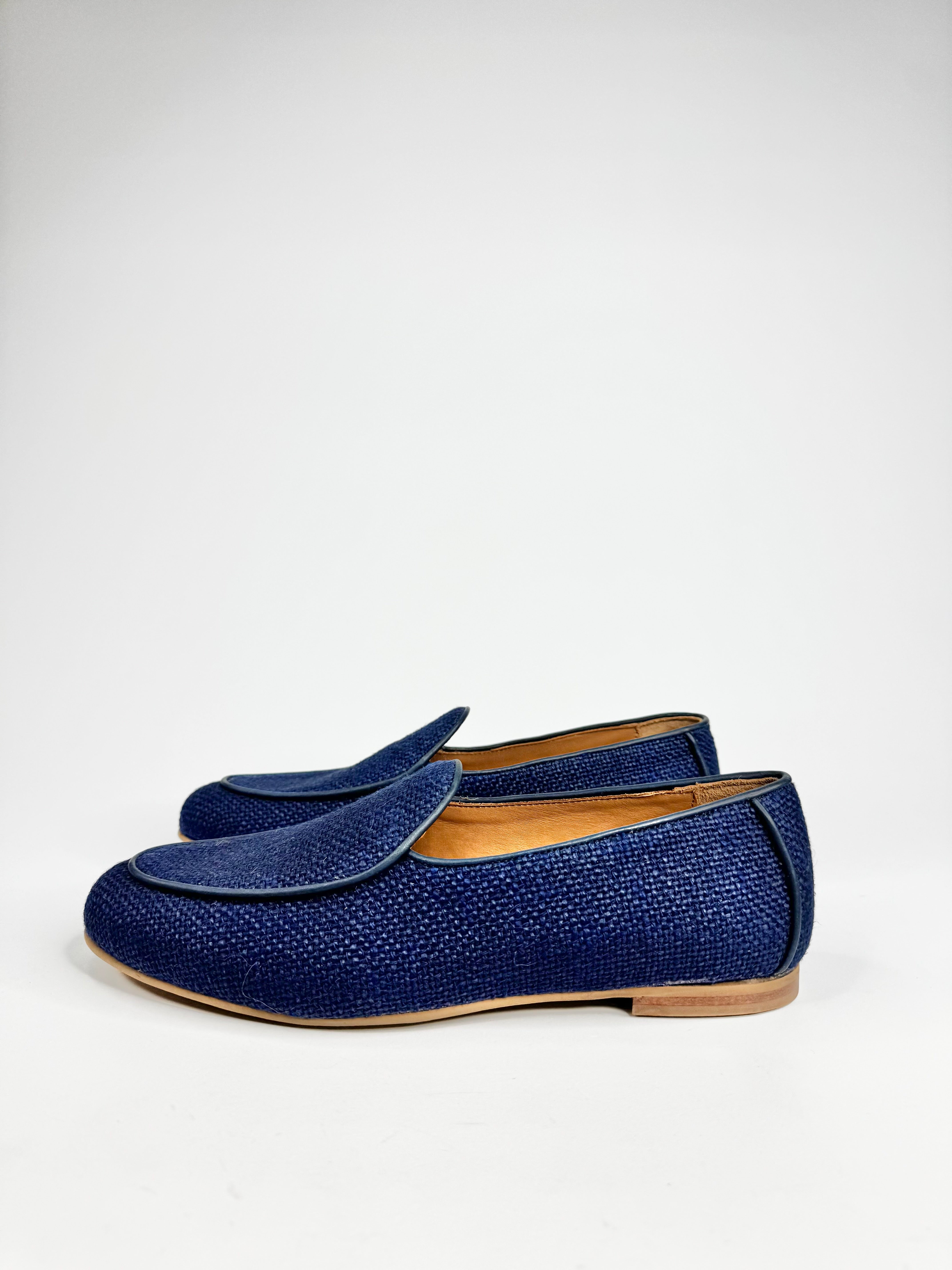 Jacques Soloviere Linen Navy Woven Loafers - EU43