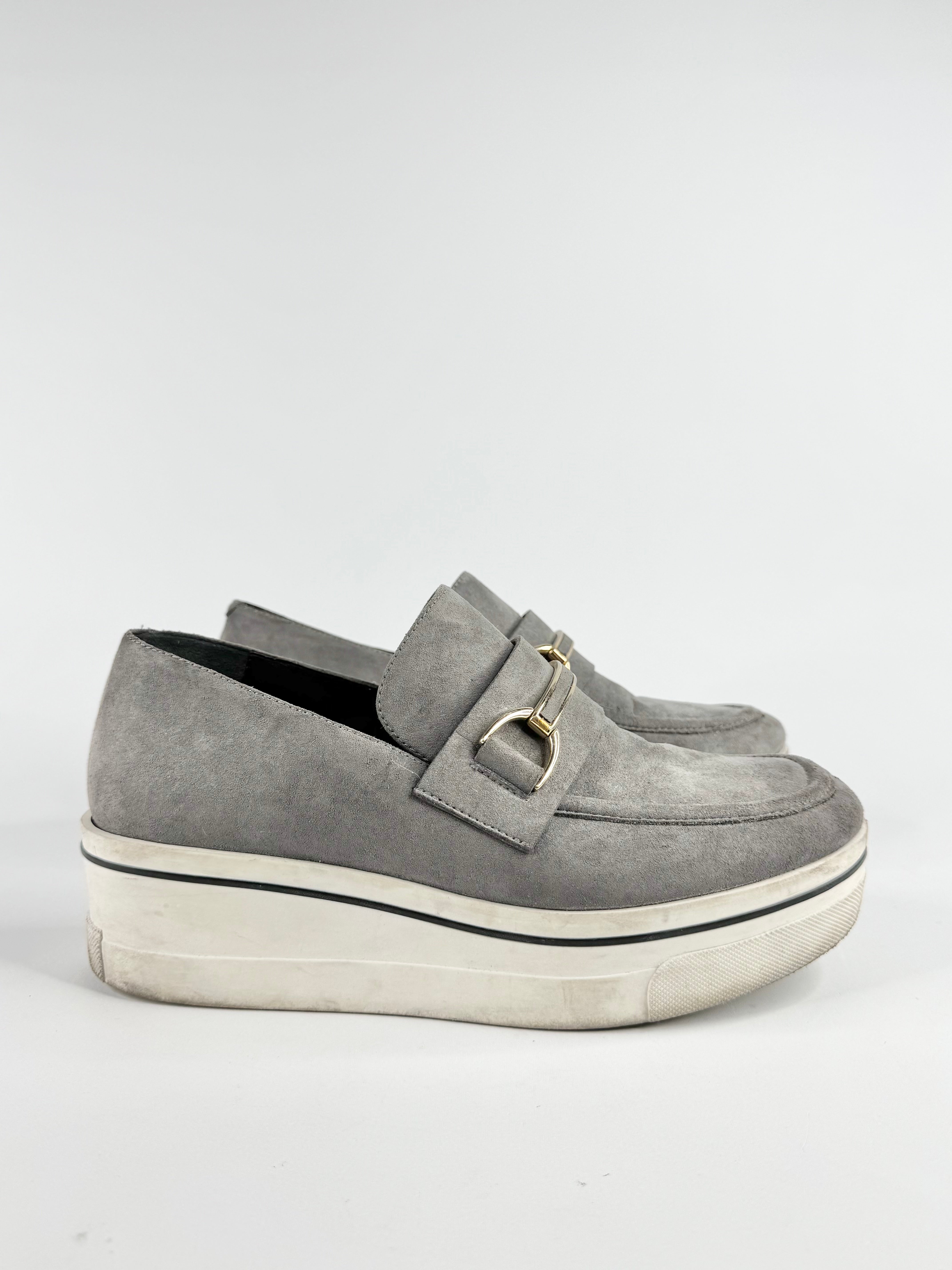 Stella McCartney Grey 'Binx' Horsebit Platform Loafers - EU39