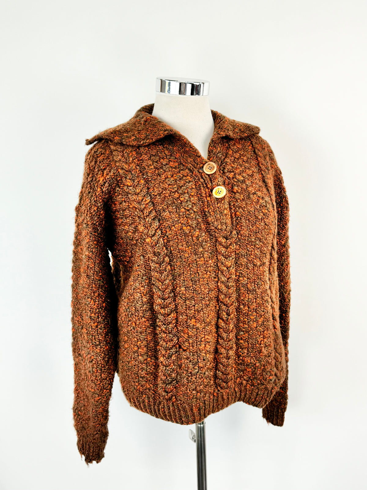 Vintage Autumn Orange Knitted Jumper - AU14