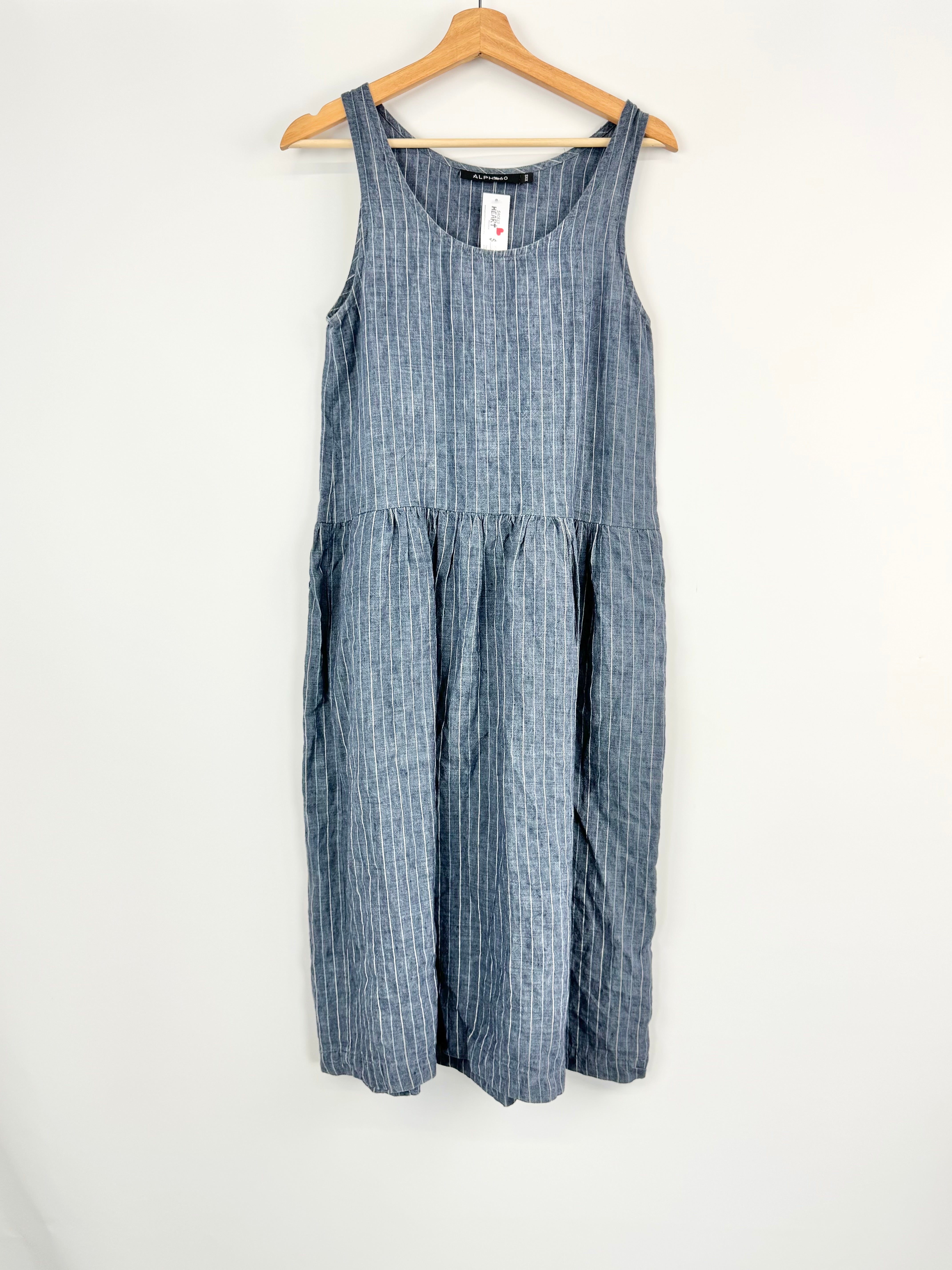 Alpha60 Stone Blue Striped Pinafore - AU6/8