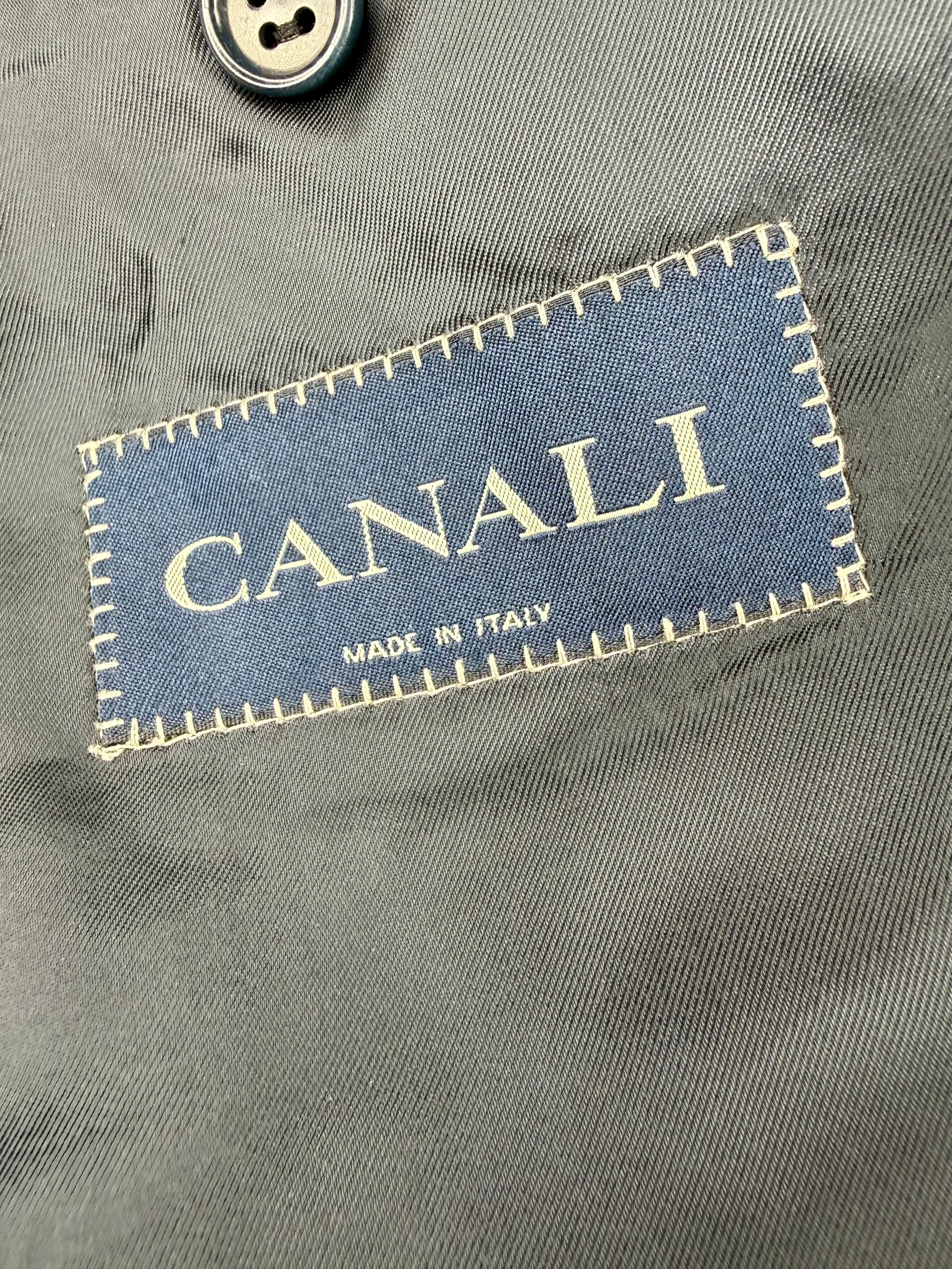 Canali Midnight Blue Checked Suit Jacket - 52R
