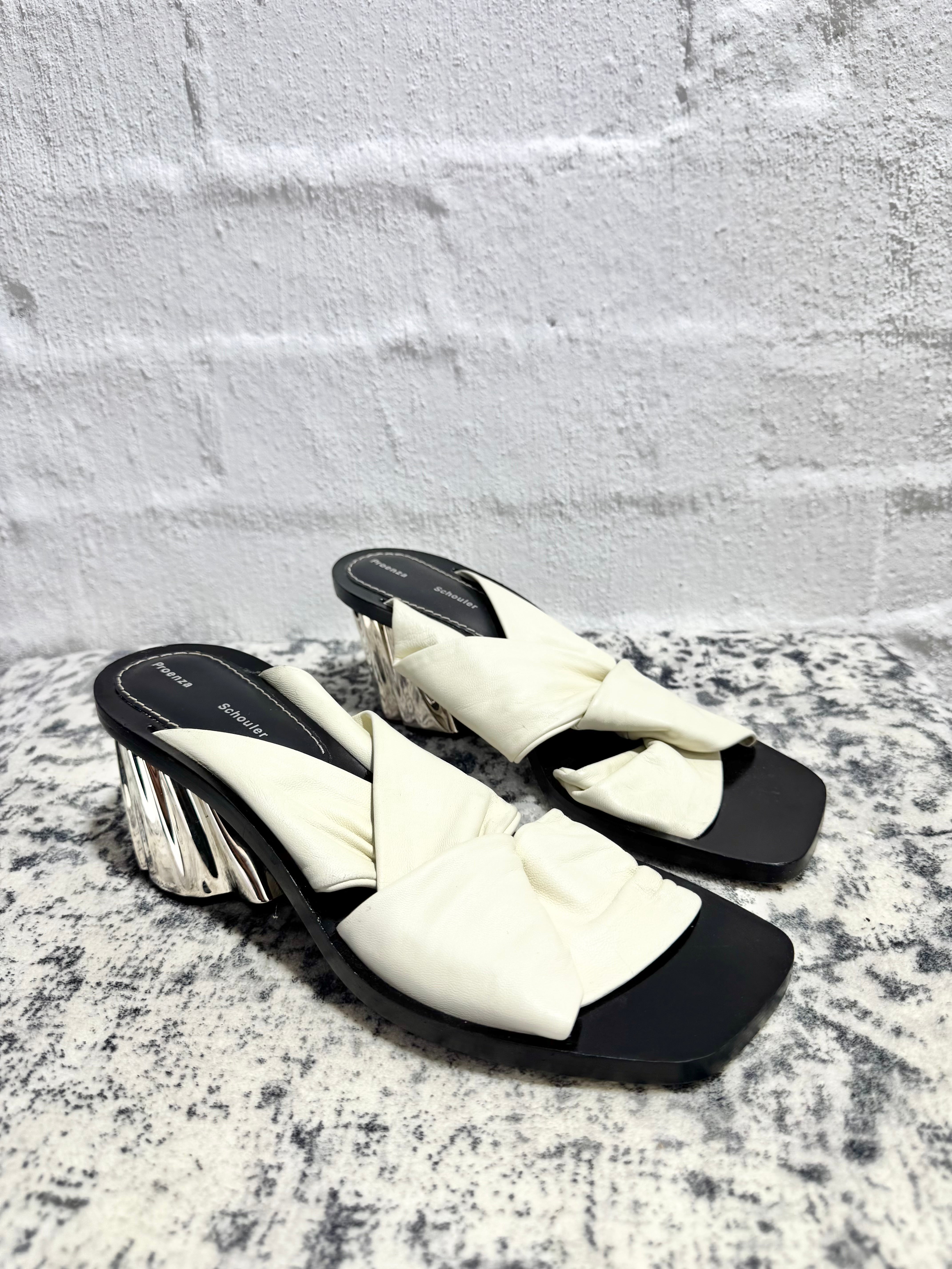 Proenza Schouler Cream & Black Mules - EU40.5