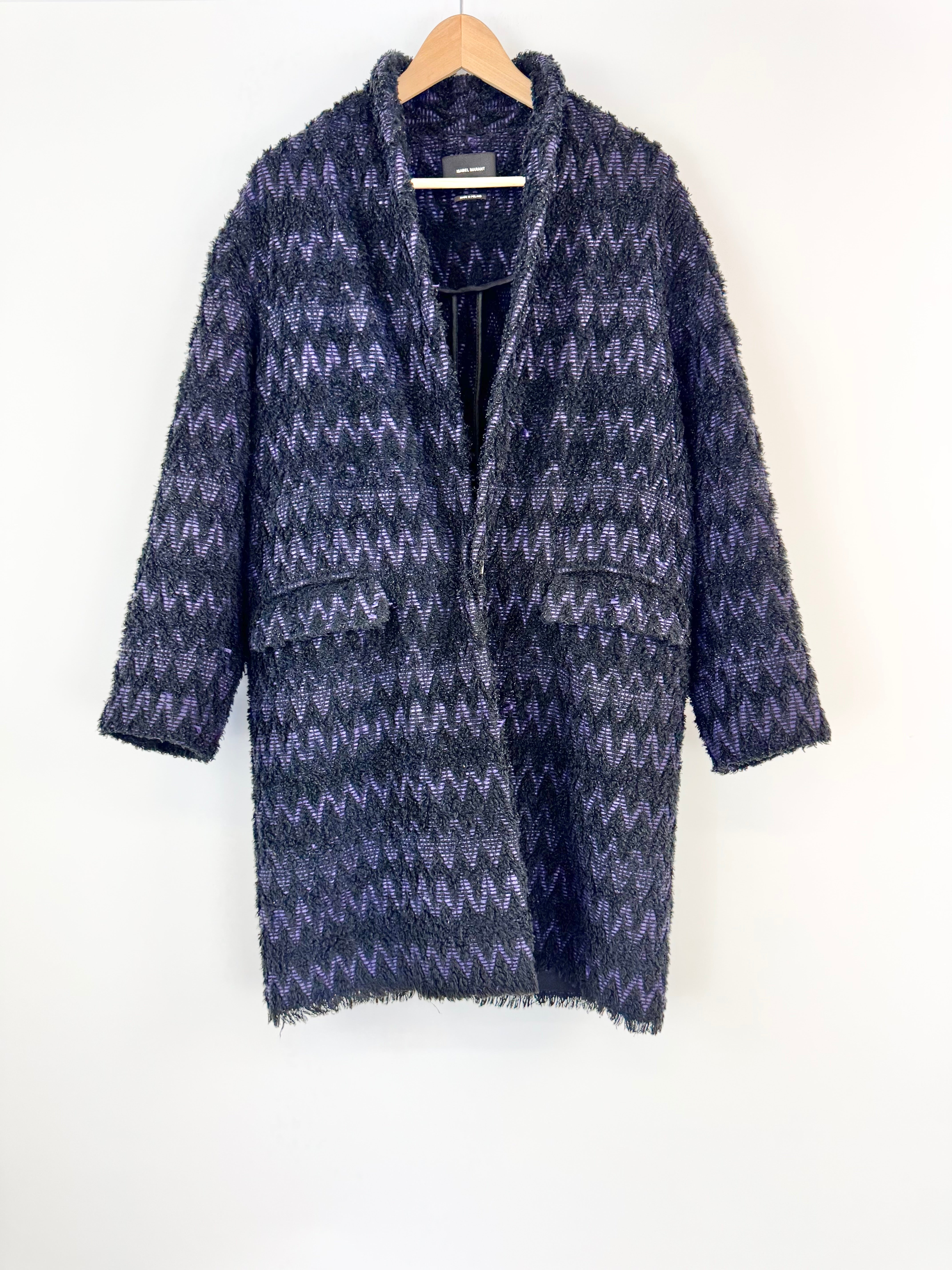 Isabel Marant Purple & Black Geometric Overcoat - AU12
