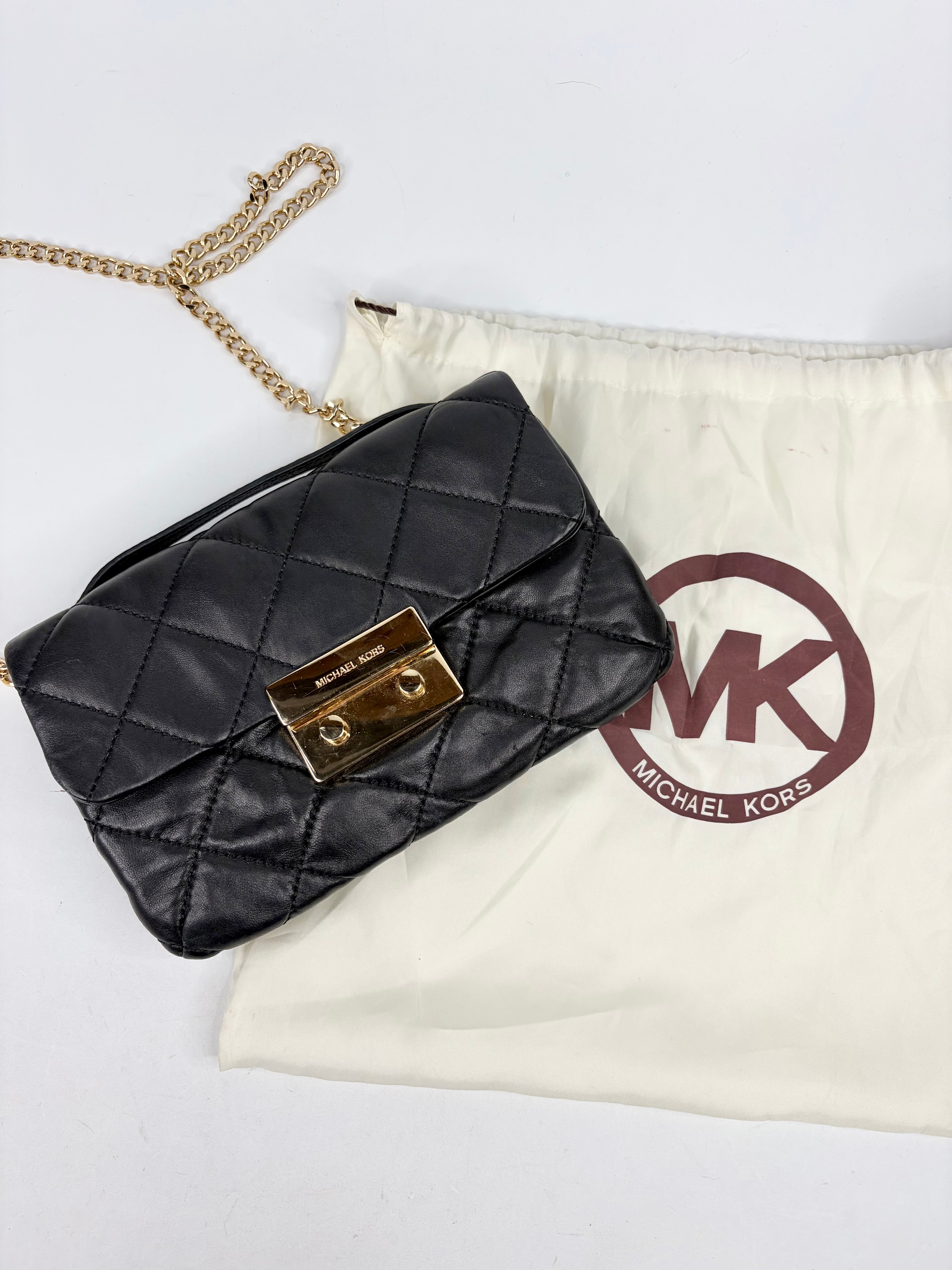 Michael Kors Black Buttery Soft Quilted Leather Cross Body Bag
