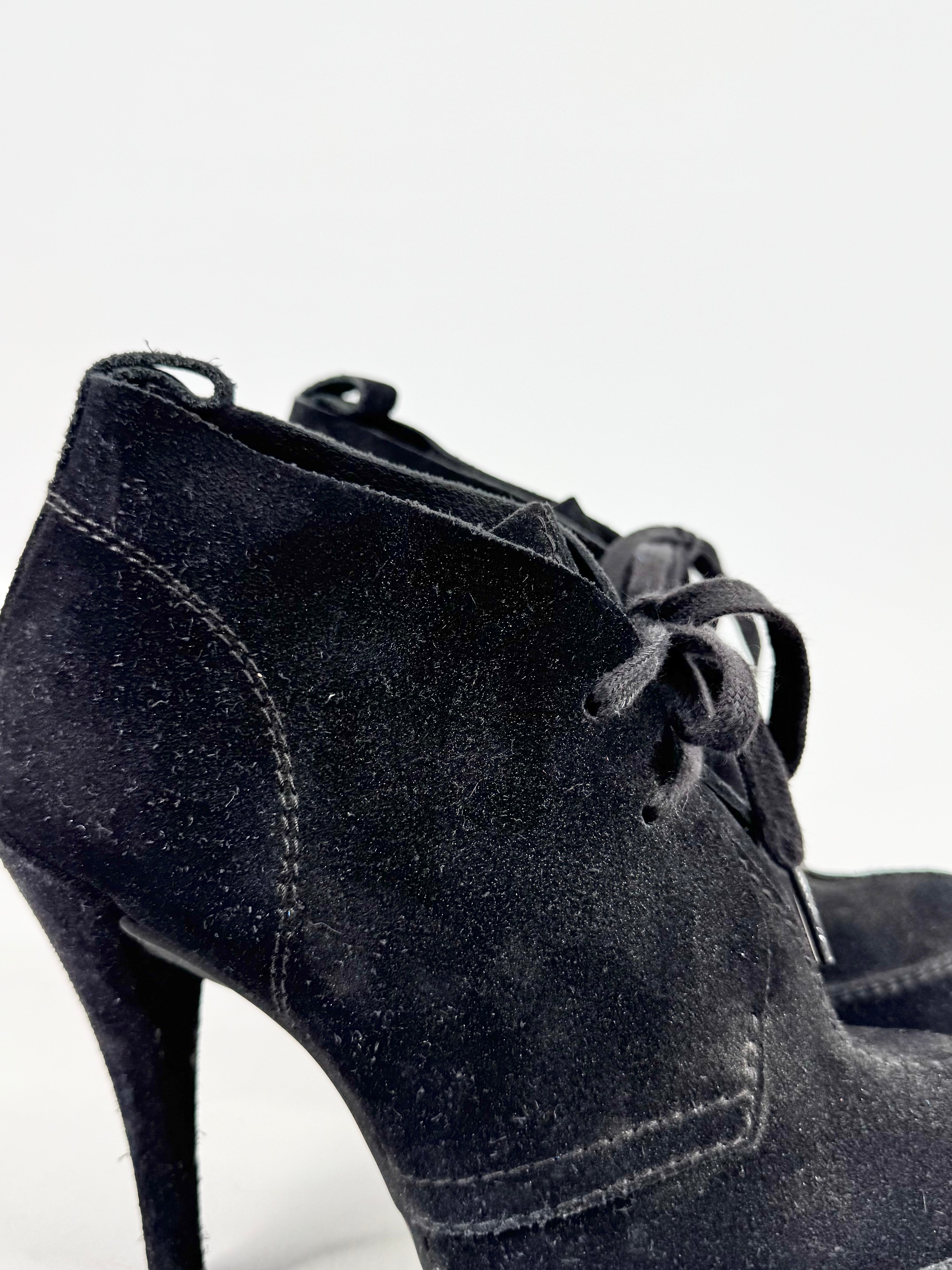 Pedro Garcia Black Suede Stiletto Ankle Boots - EU39.5