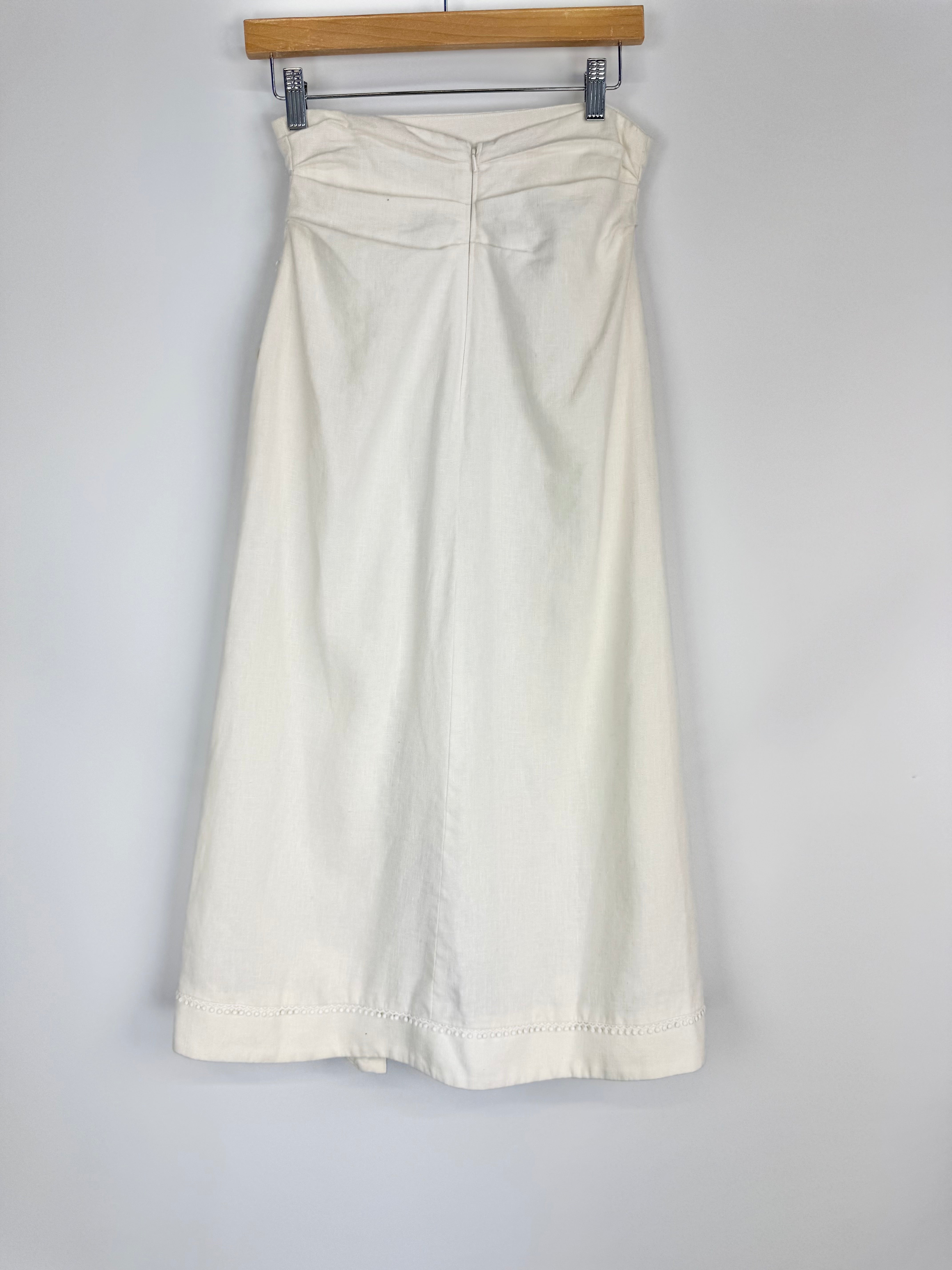 Rachel Gilbert Cream Linen Skirt with Slit - AU8