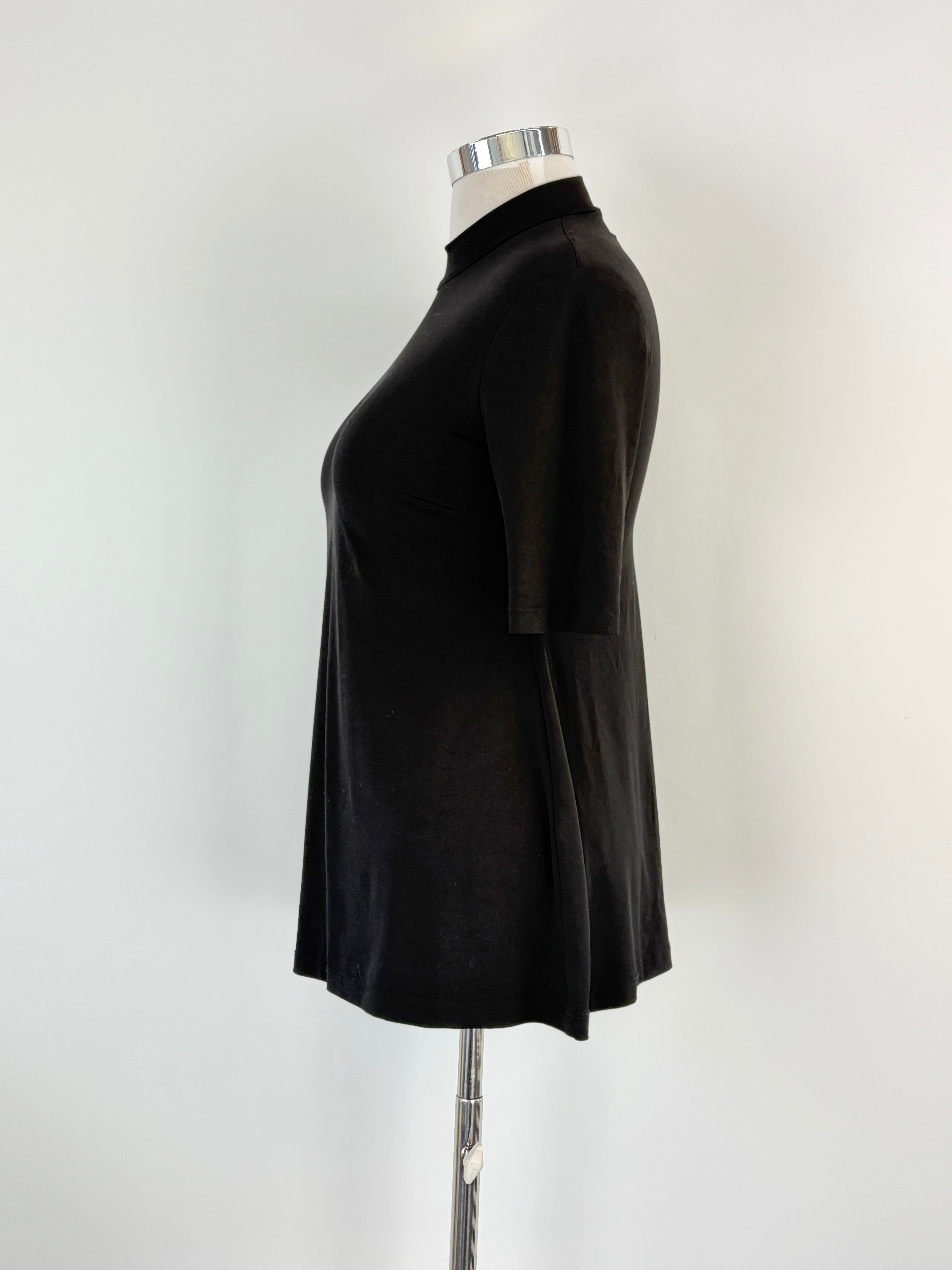 Lisa Barron Black Mock-Neck Short Sleeve Top - AU12