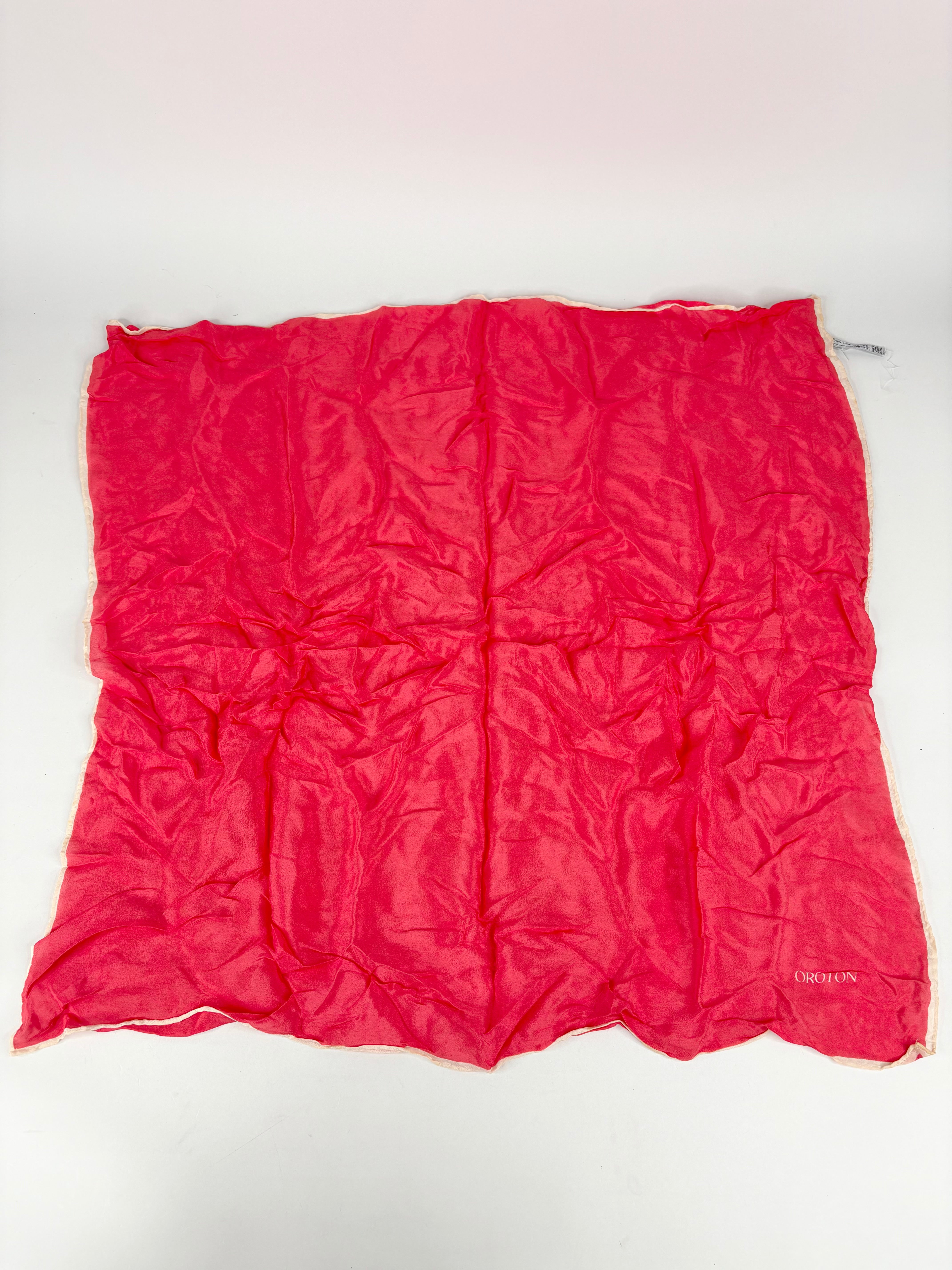 Oroton Vintage Salmon-Pink Silk Scarf