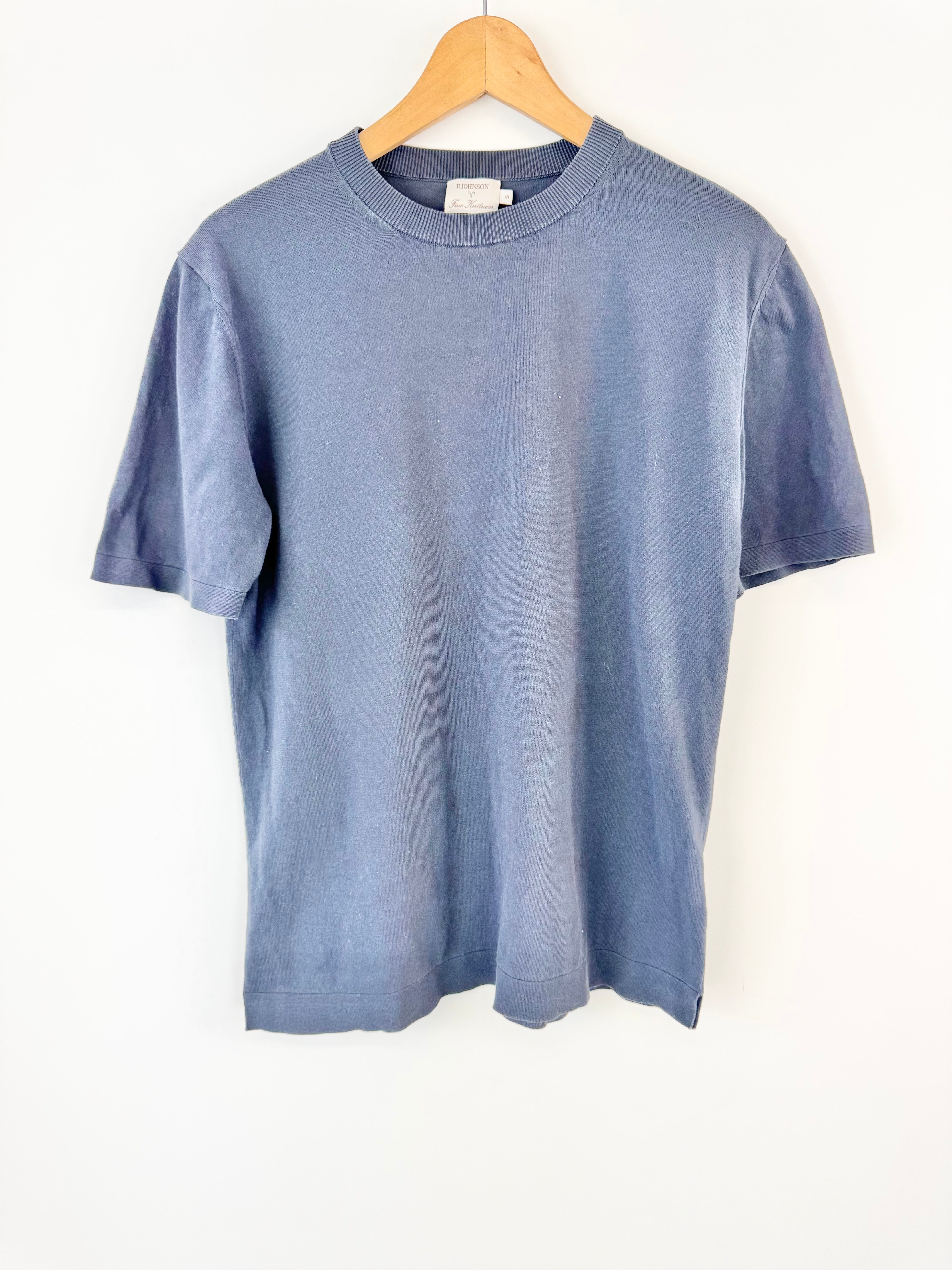 P Johnson Stone Blue Cotton T-Shirt - AU8