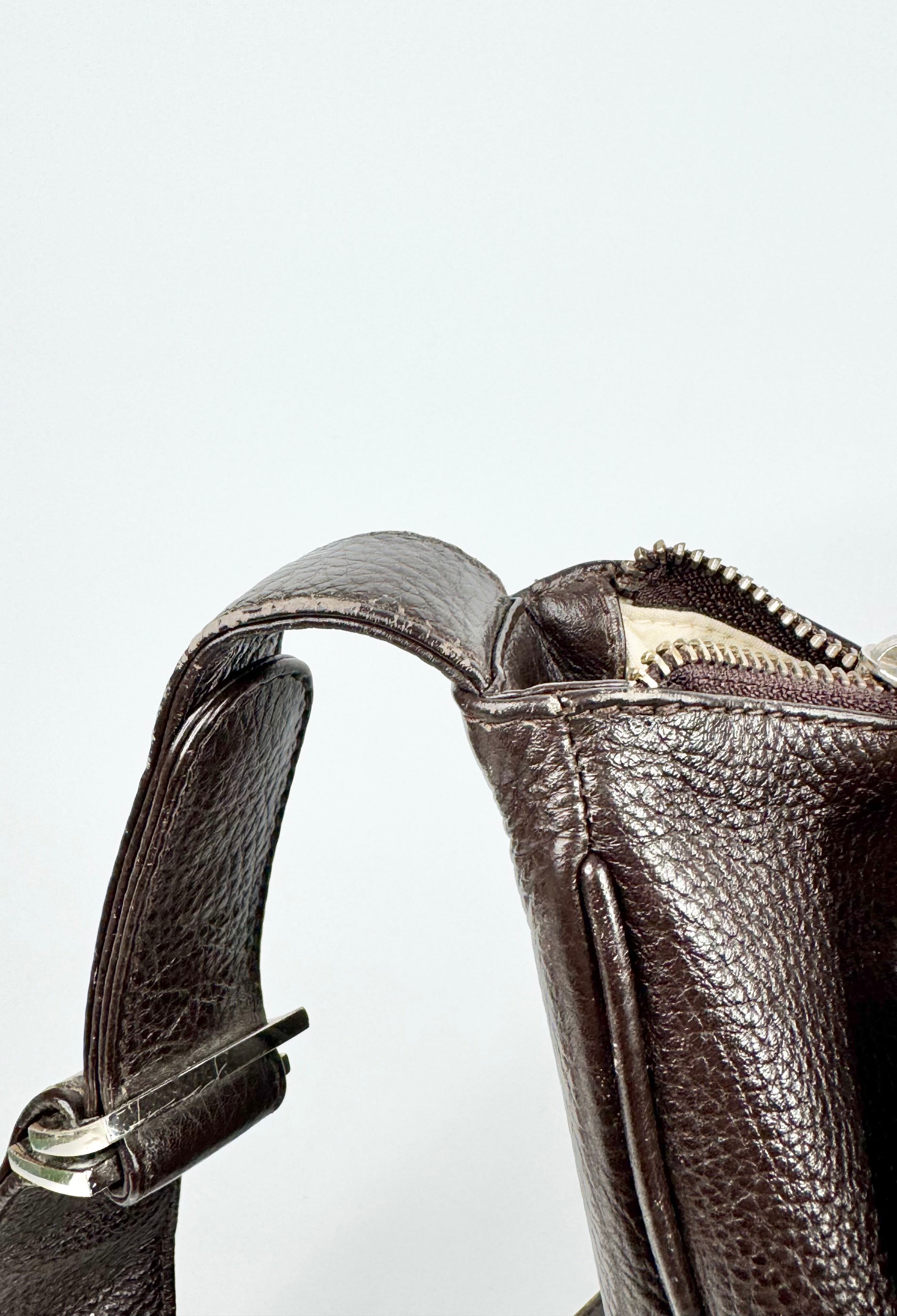 Le Tanneur Large Coffee Brown Grained Shoulder Bag