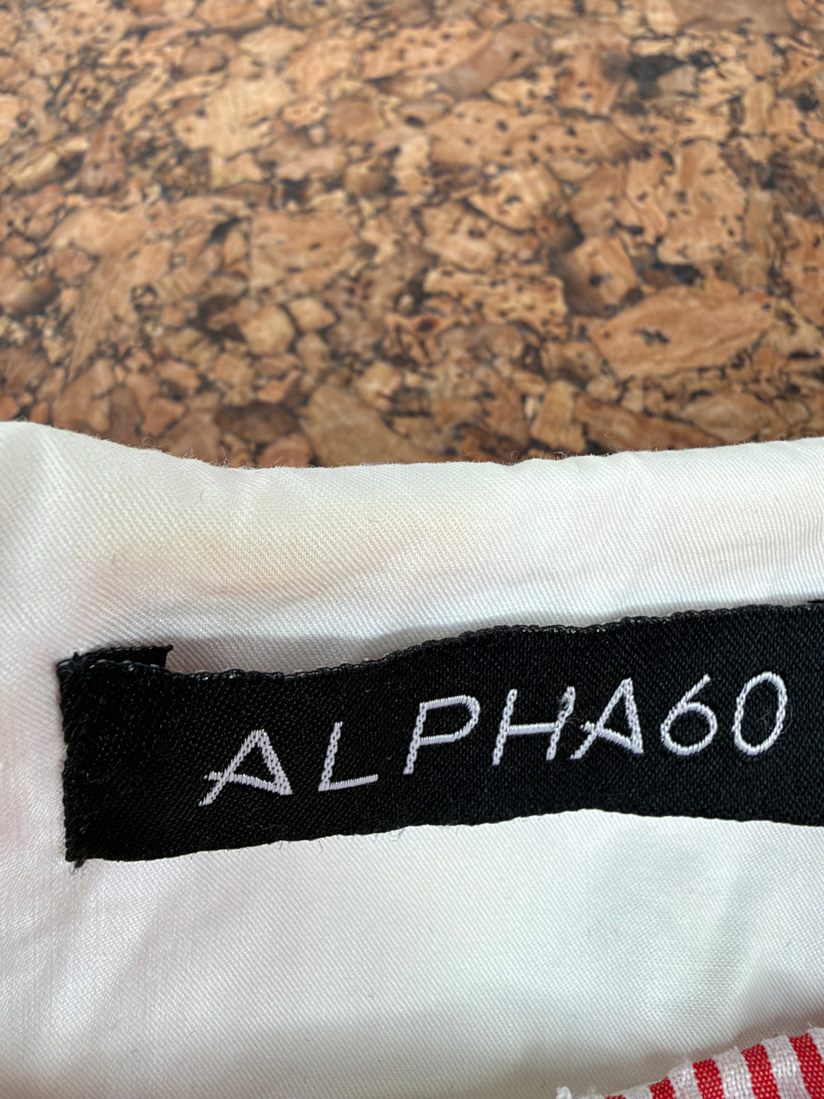 Alpha60 Red and White Striped Seersucker Trapeze Dress - AU8