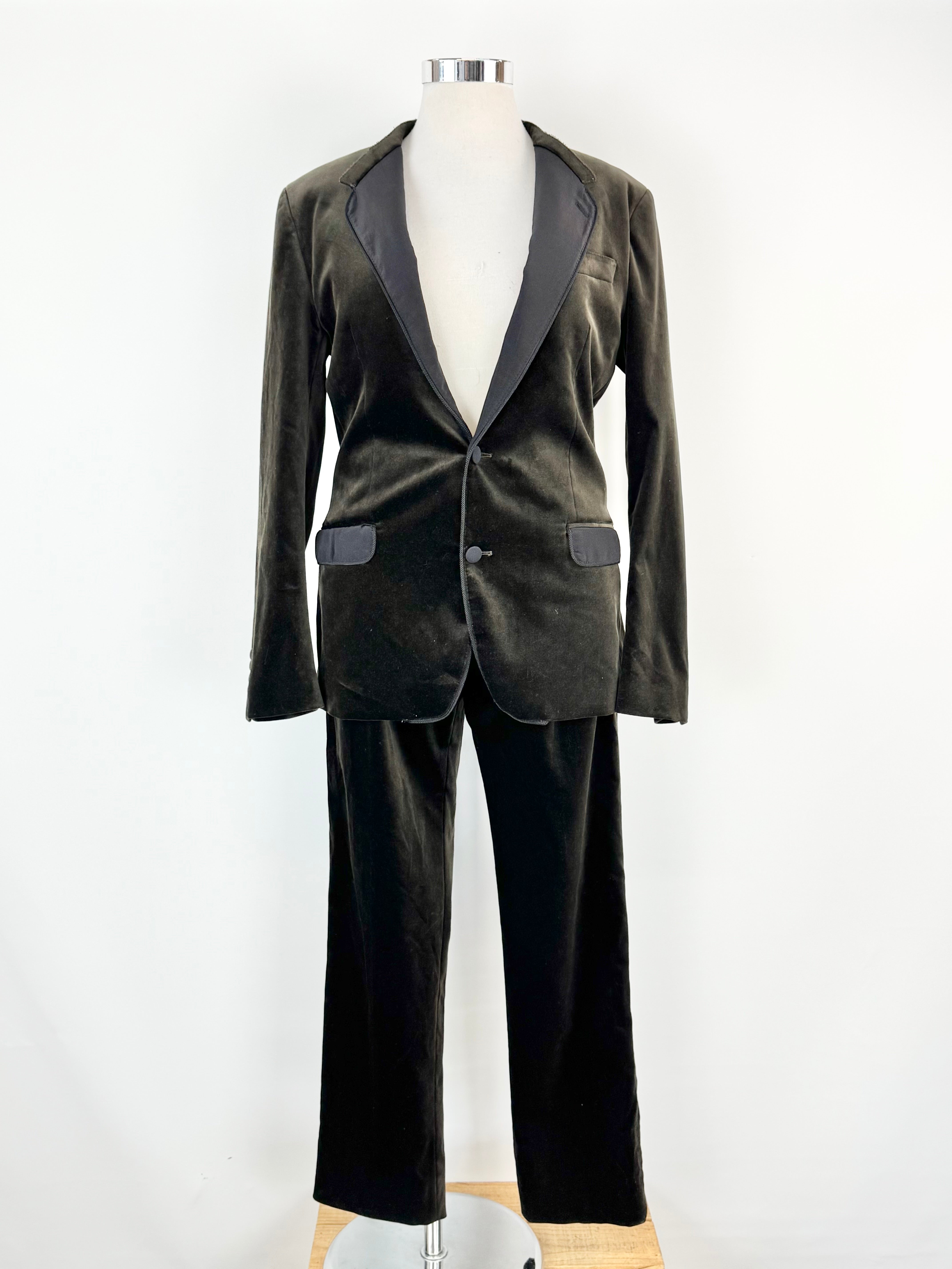 Dolce & Gabbana Wood Deep Brown Velvet Suit - 50