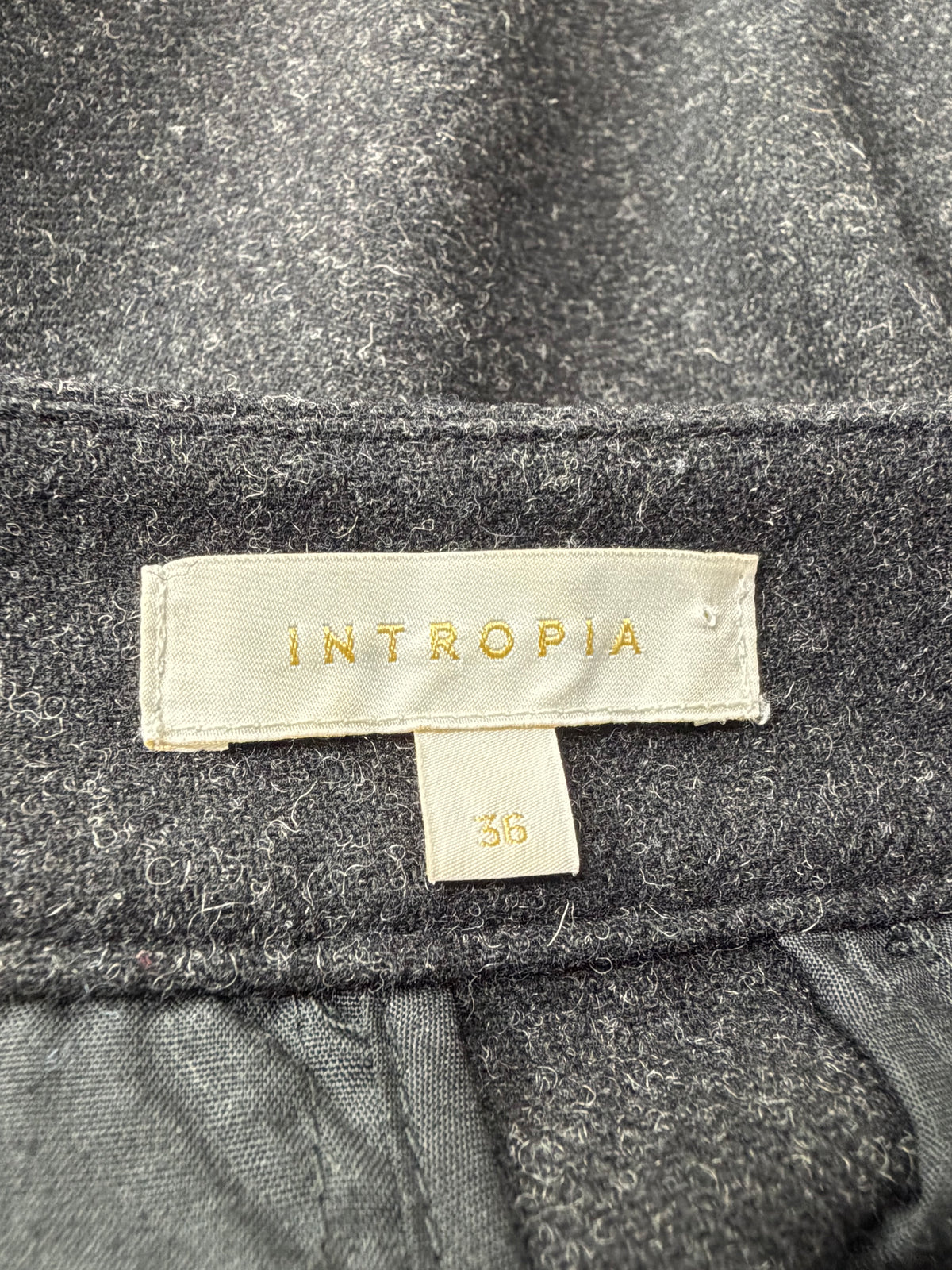 Intropia Grey & Mossy Green Wool Pencil Skirt - AU8/10