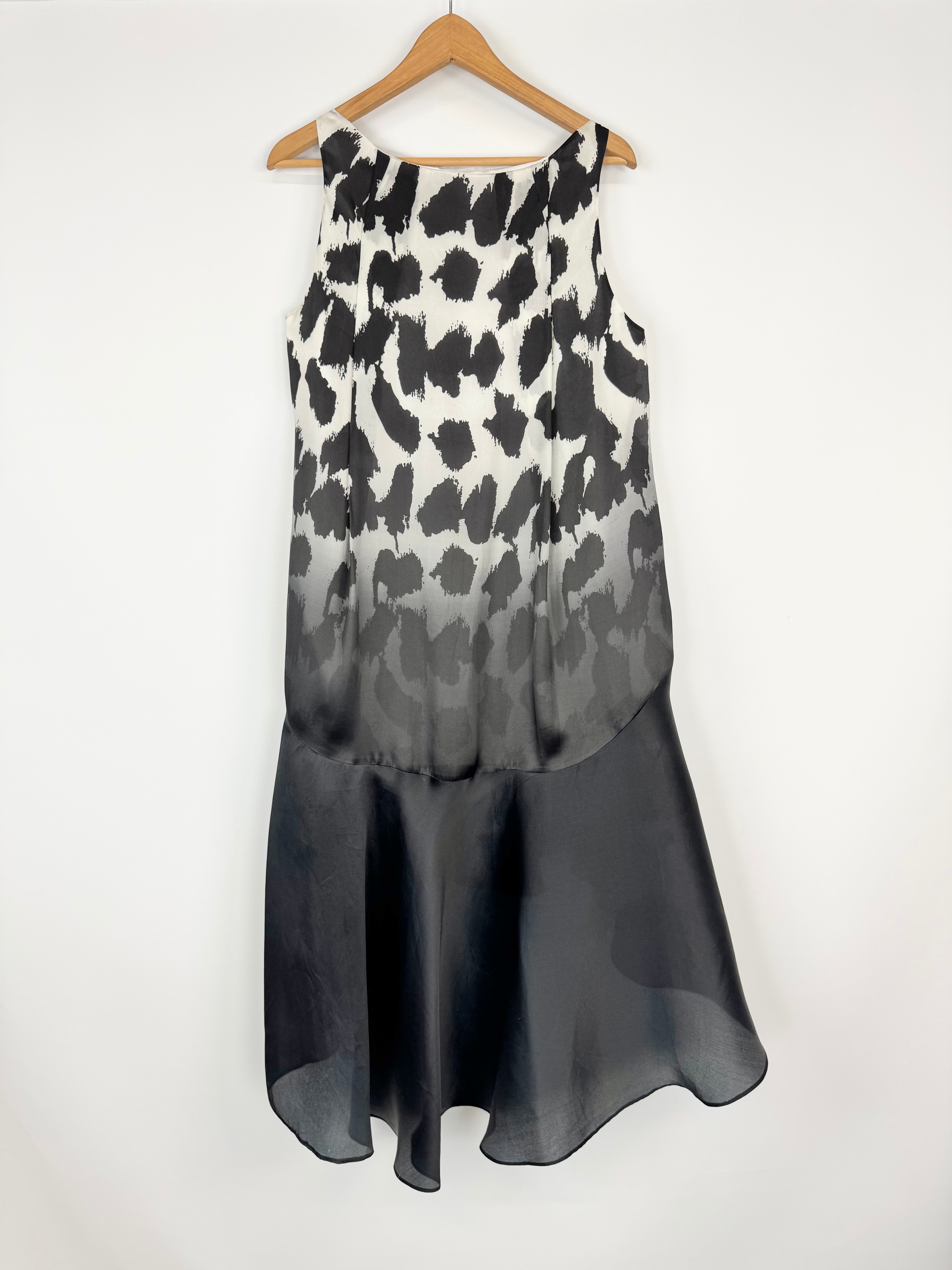 Aurelio Costarella Black & White Silk Ombre Cocktail Dress - AU10
