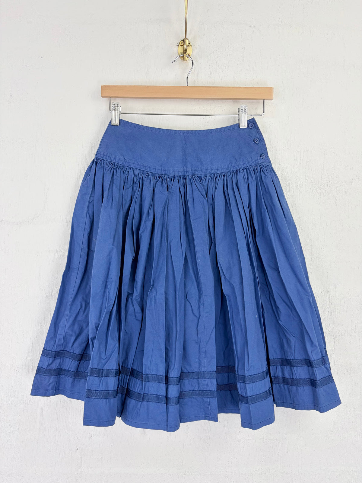 Vintage Country Road Blue Cotton Skirt - AU8/10