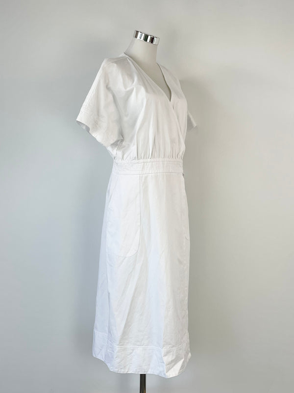 Morrison White Crisp Cotton Wrap Dress - AU8